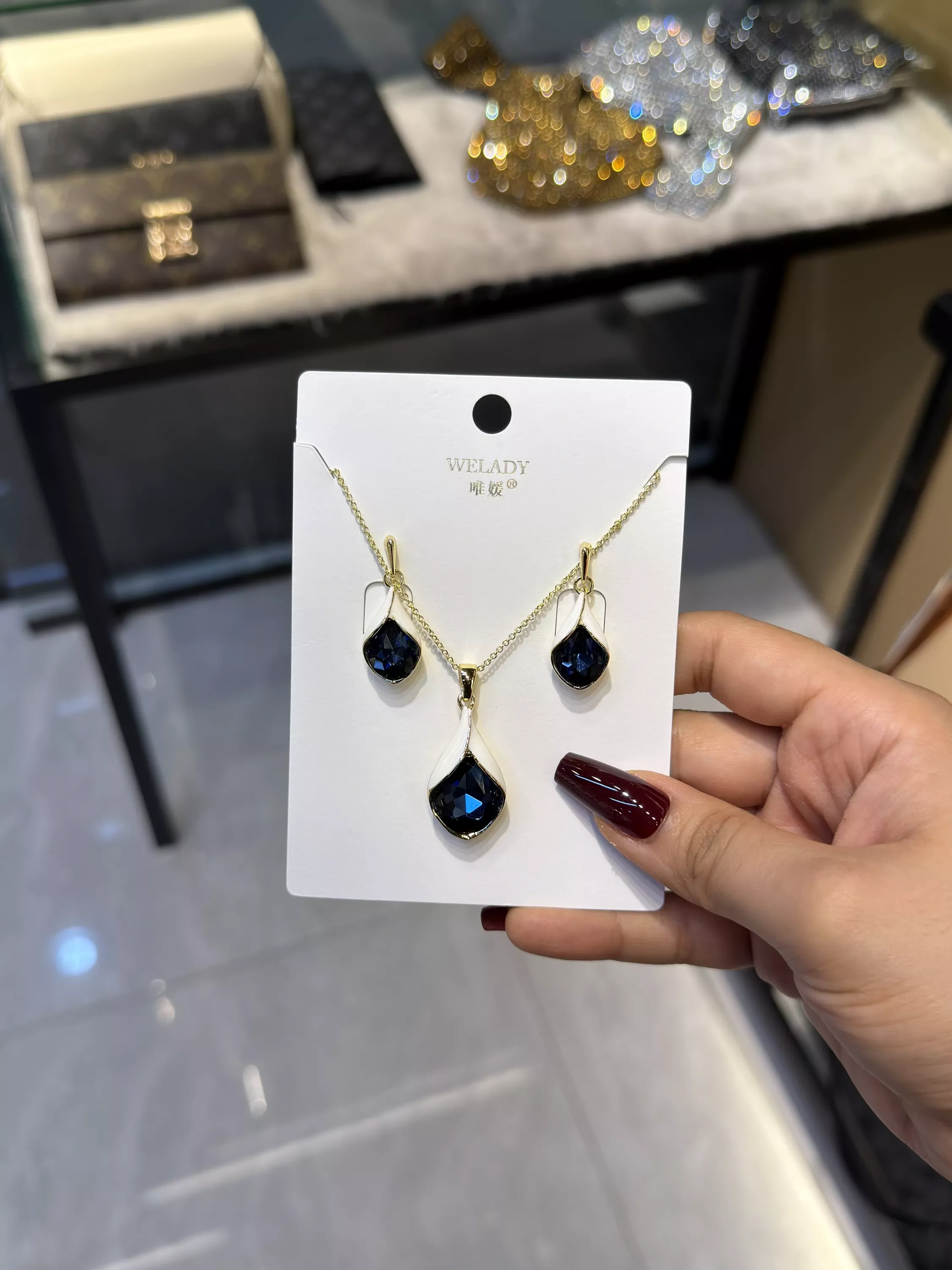 Exclusive Necklace Set – NKS-53 (Dark Blue)
