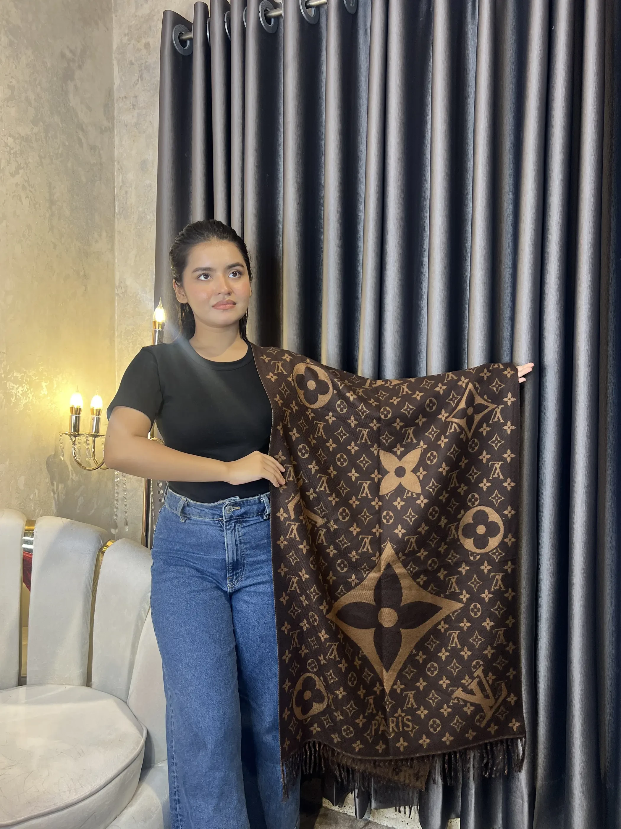 Winter Premium Shawl - LV-006 (Brown)