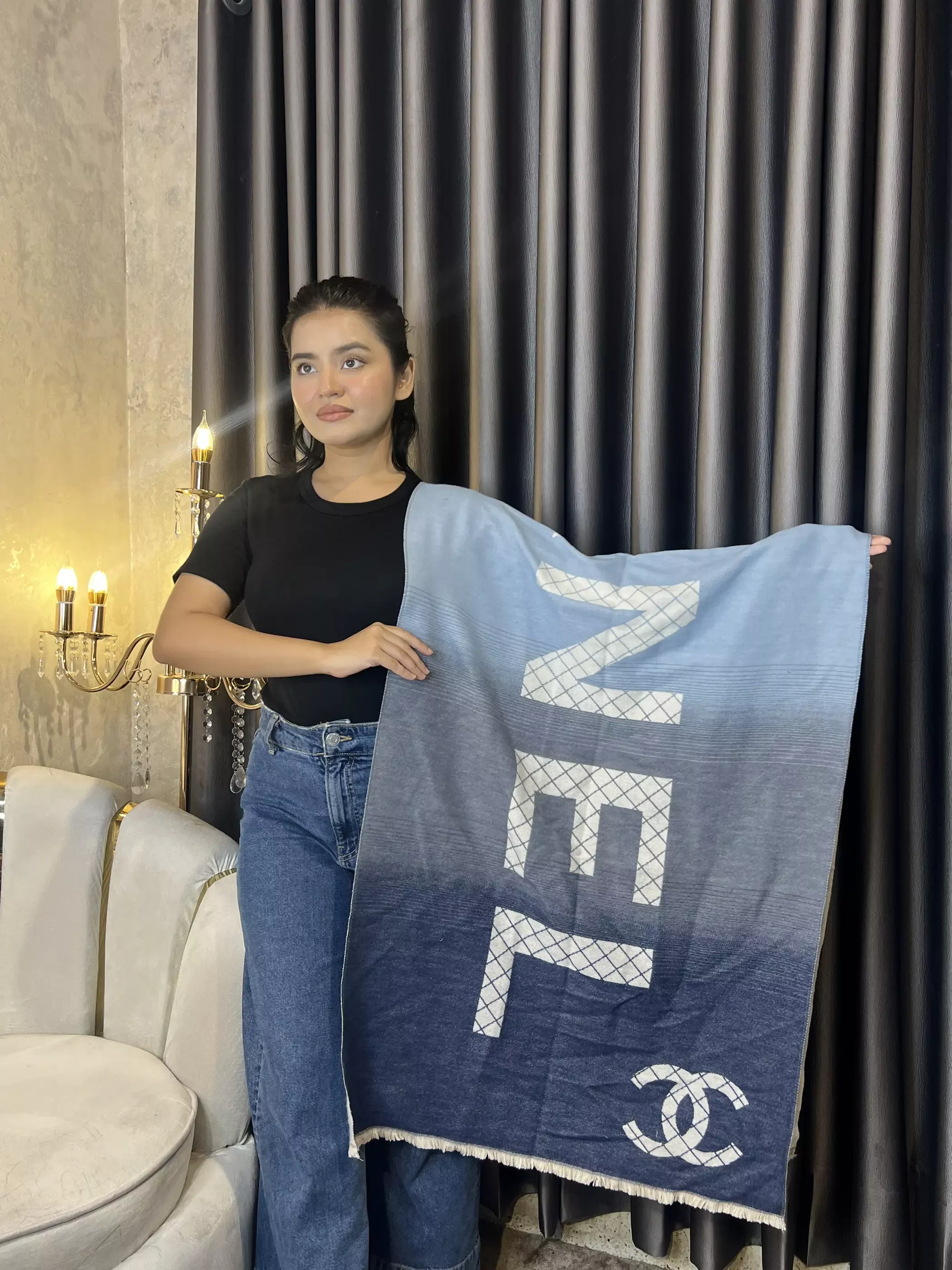 Winter Premium Shawl - CHN-007 (Sky Blue)