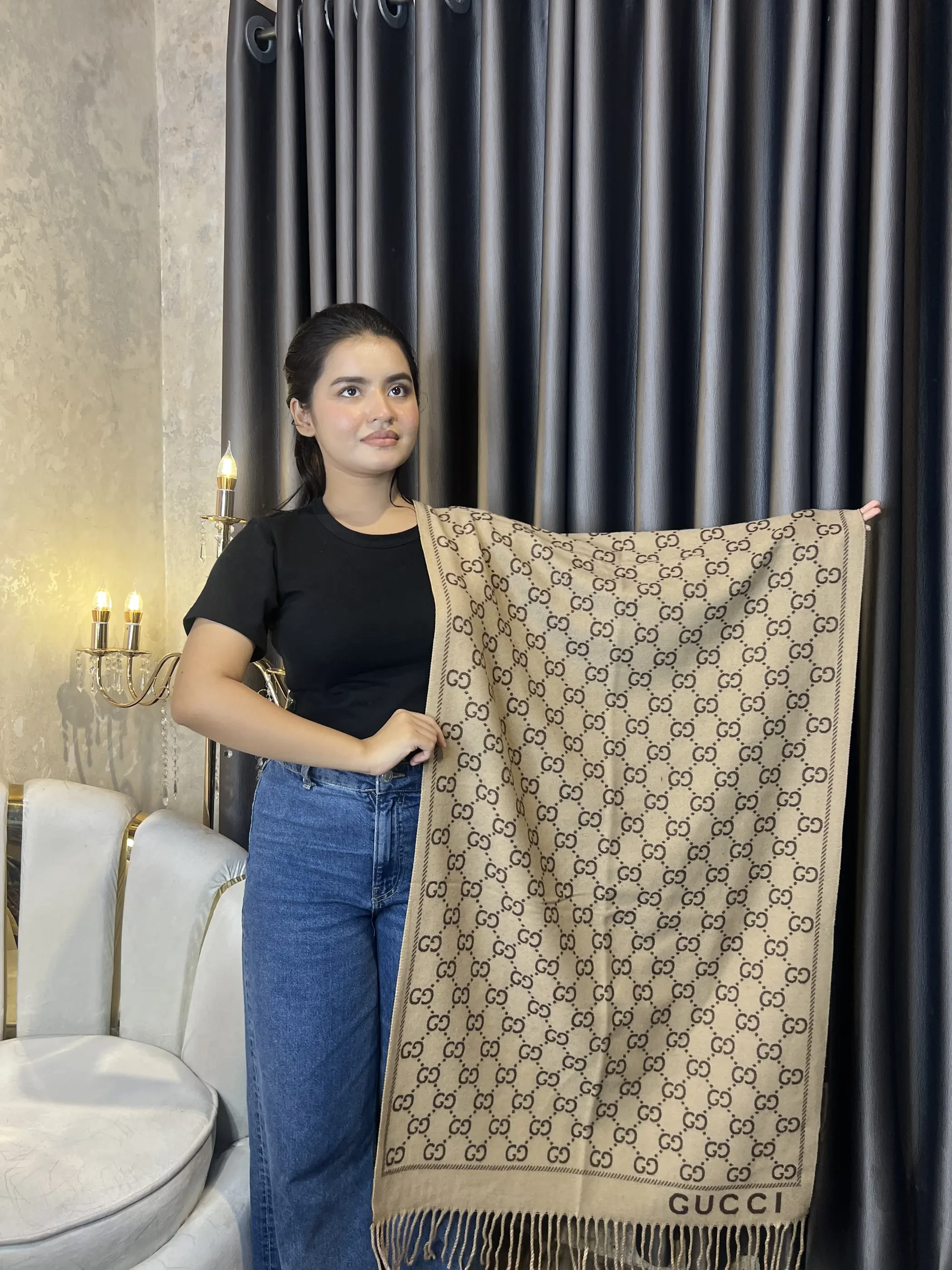 Winter Premium Shawl - GG-002 (Brown&Black)