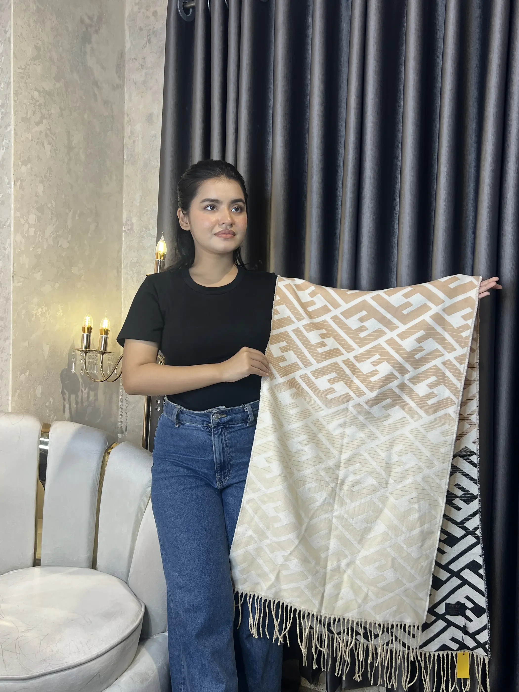 Winter Premium Shawl - FND-006 (Black Shade)