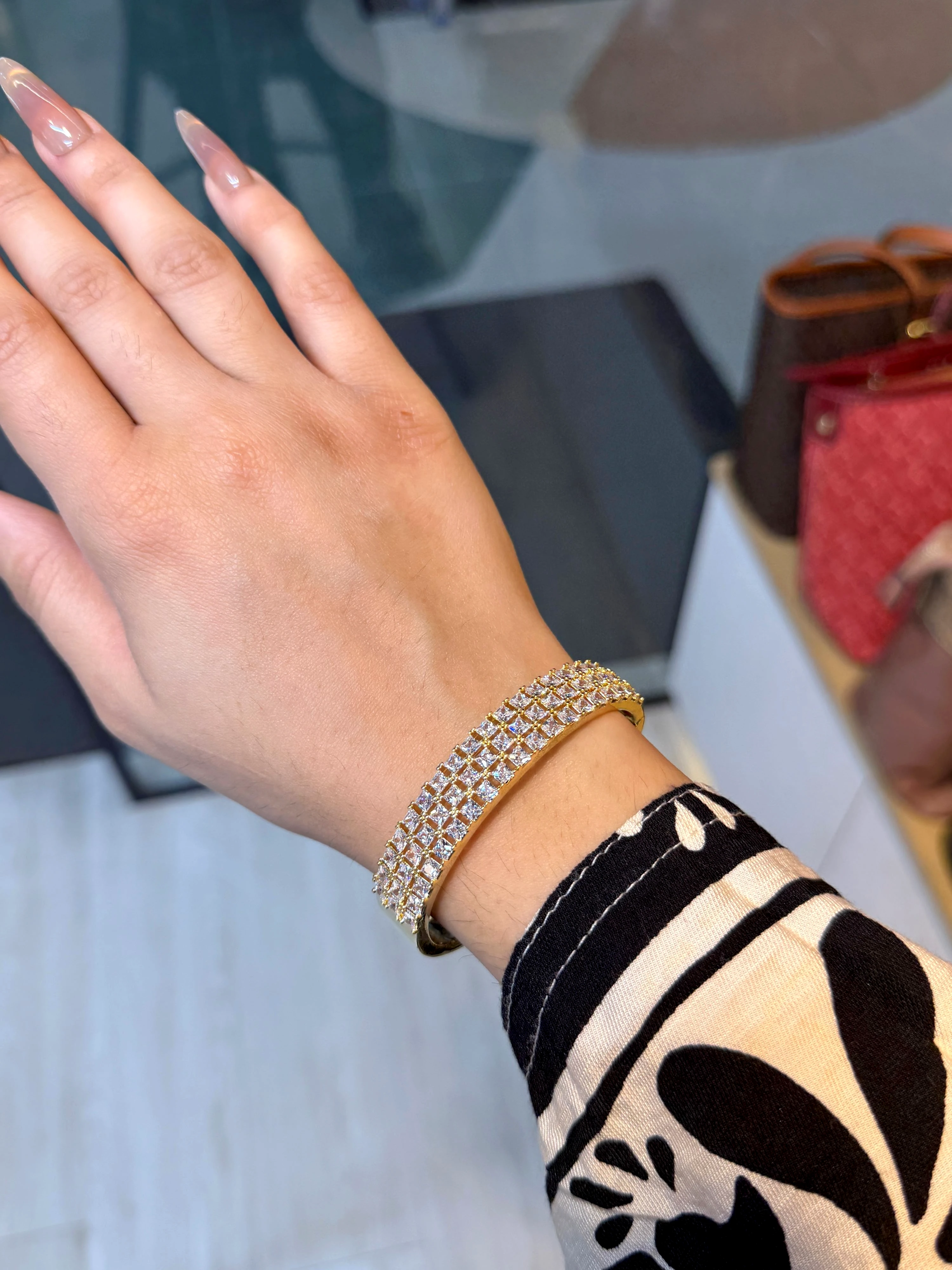 Zircon Stone Imported Bangles - 9213848K011 (Golden)