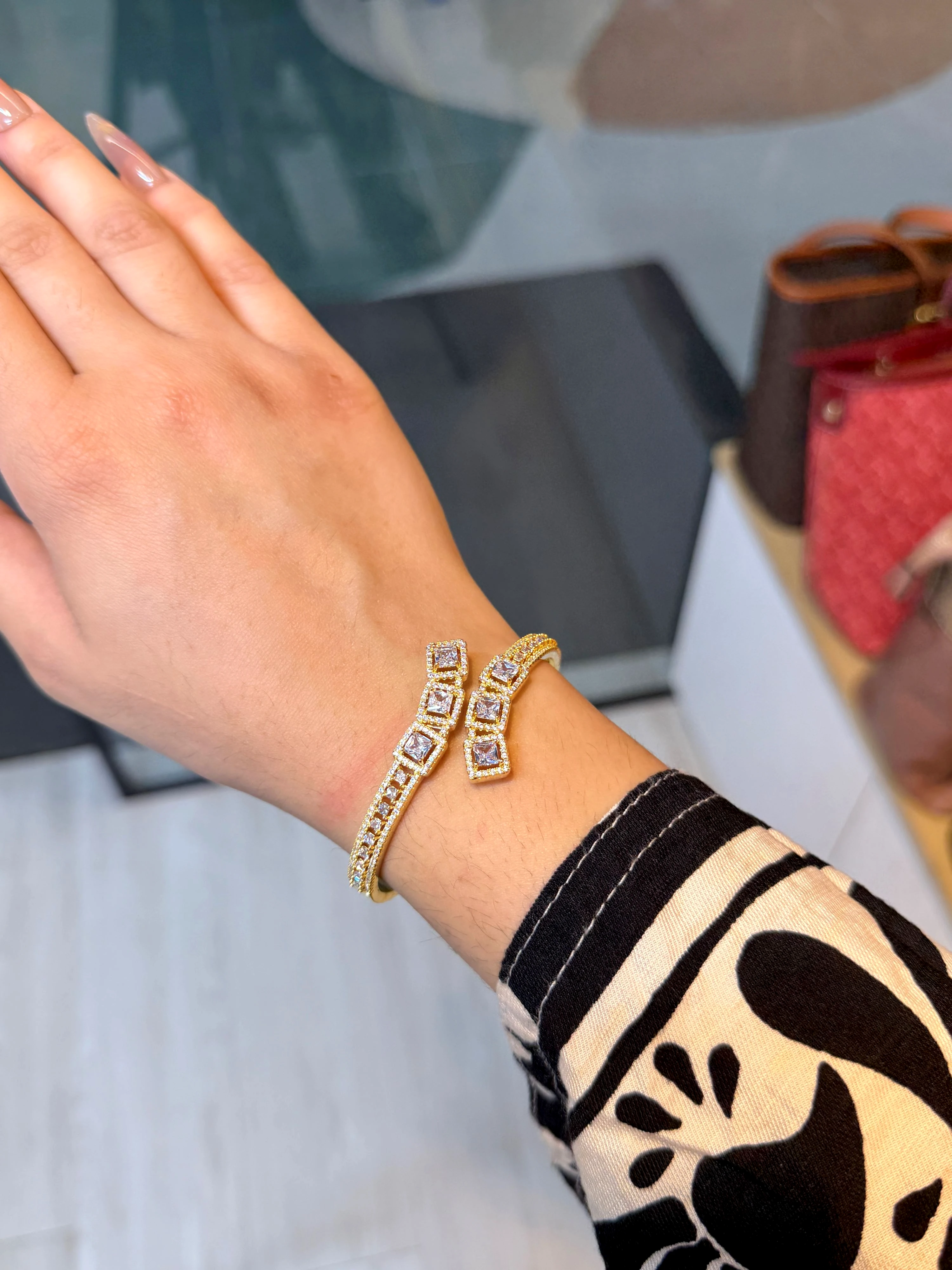 Zircon Stone Imported Bangles - 9212982K011 (Golden)