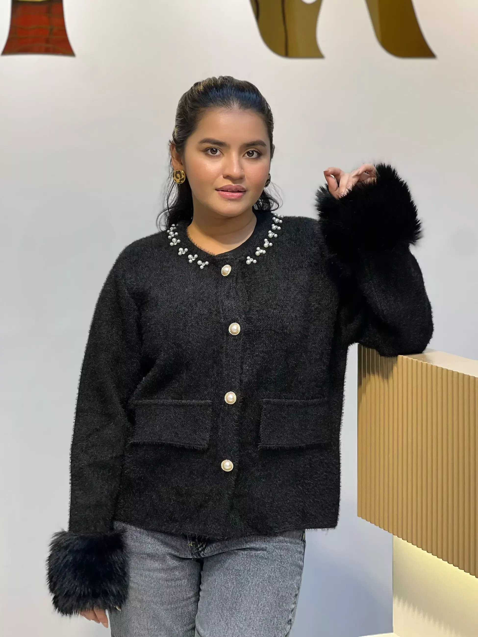 Korean Inspired Ladies Sweater-6187 (Black)