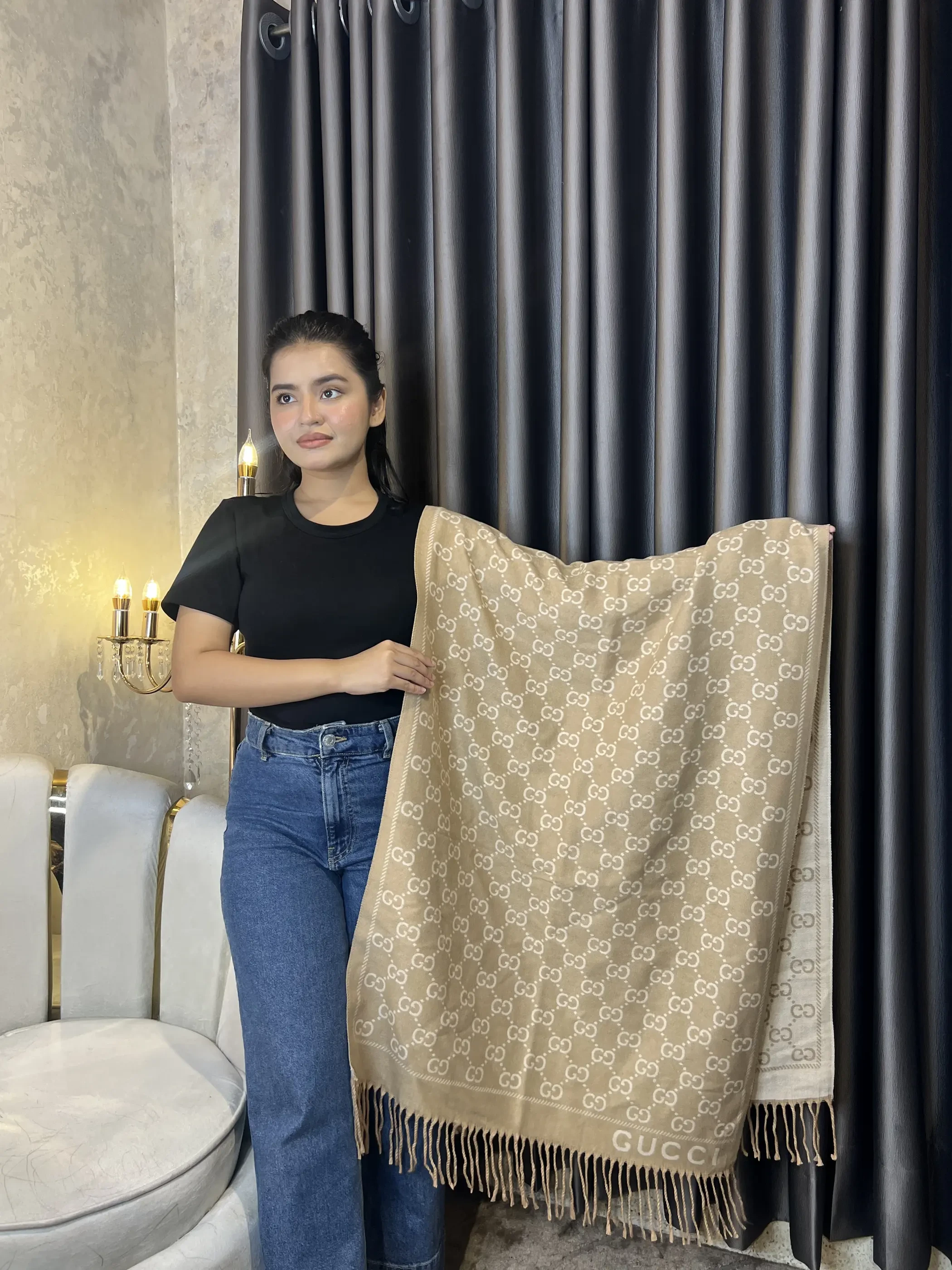 Winter Premium Shawl - GG-002 (Khaki)