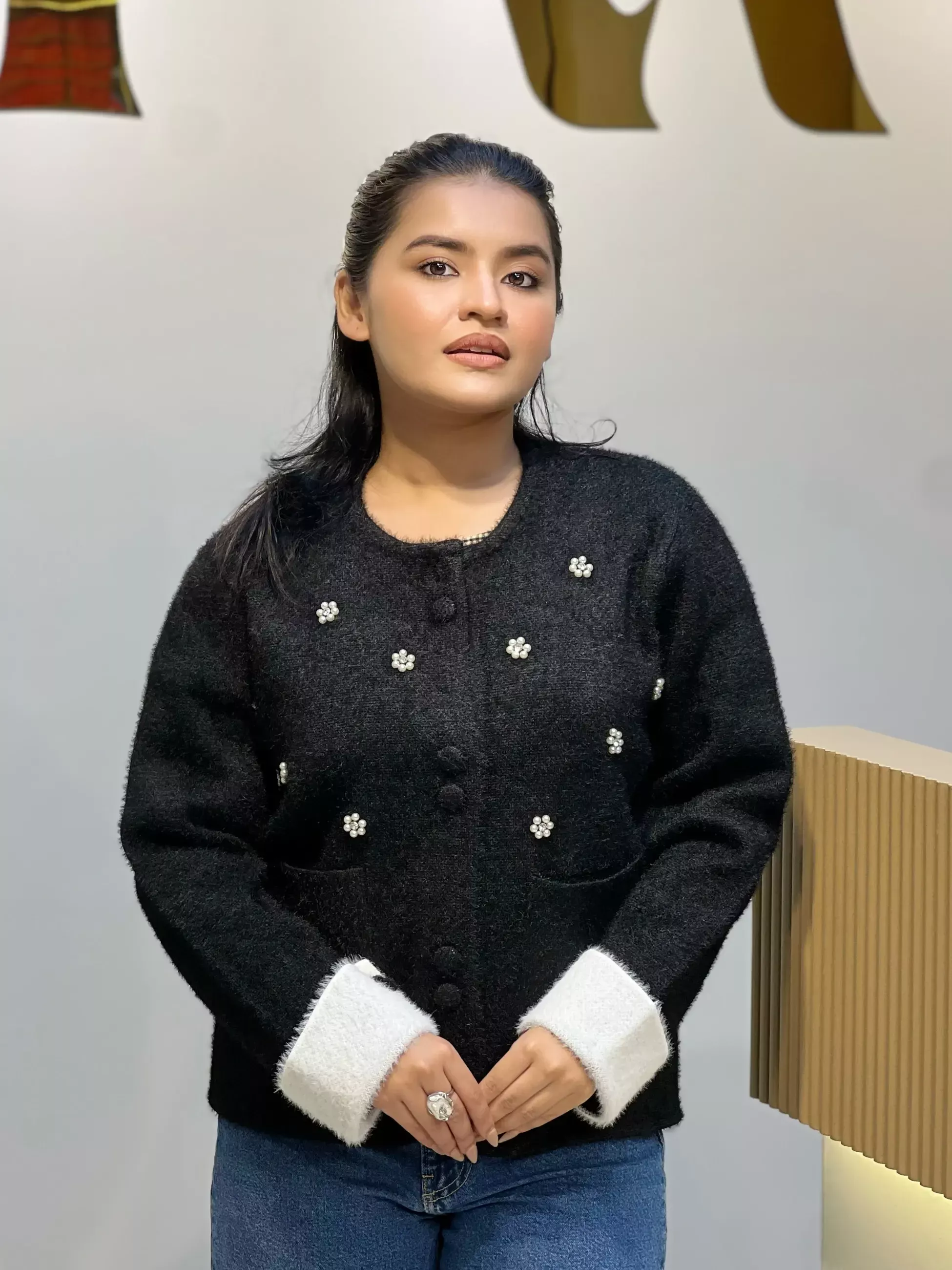 Korean Inspired Ladies Sweater-6165 (Black)