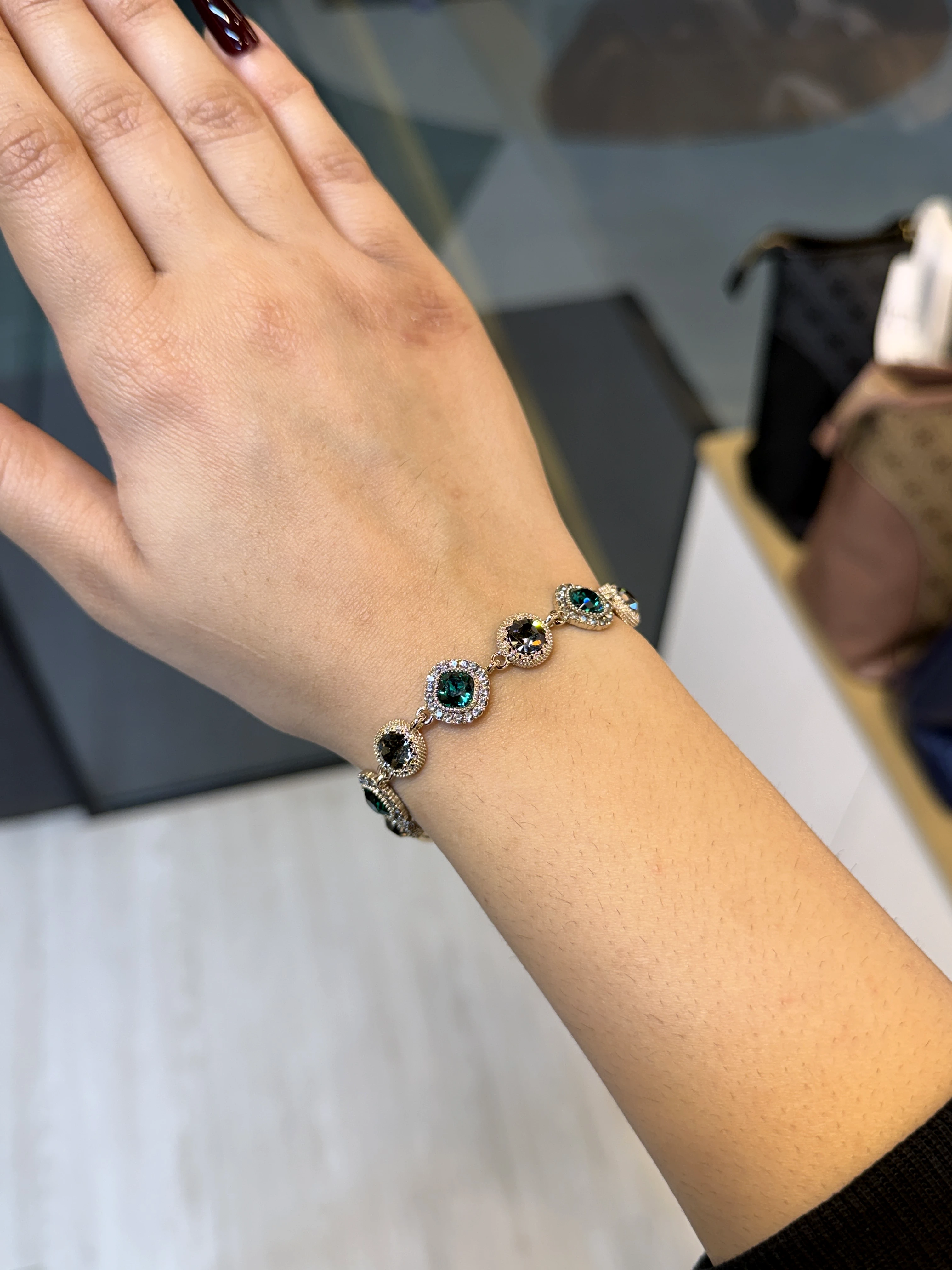 Exclusive Zircon Stone Bracelet - 9212544K082 (Green/Grey)