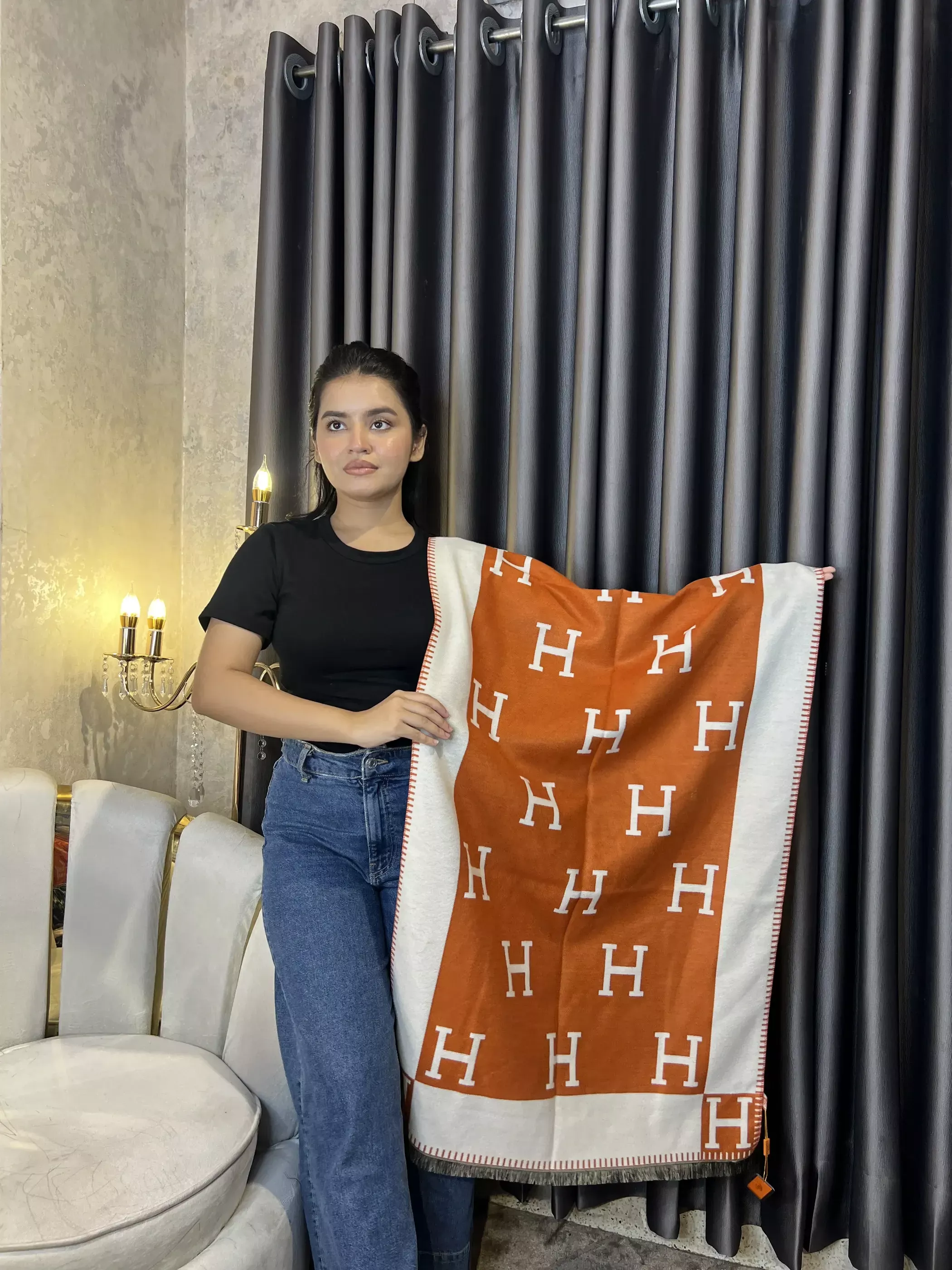 Winter Premium Shawl - HR-001 (Orange)