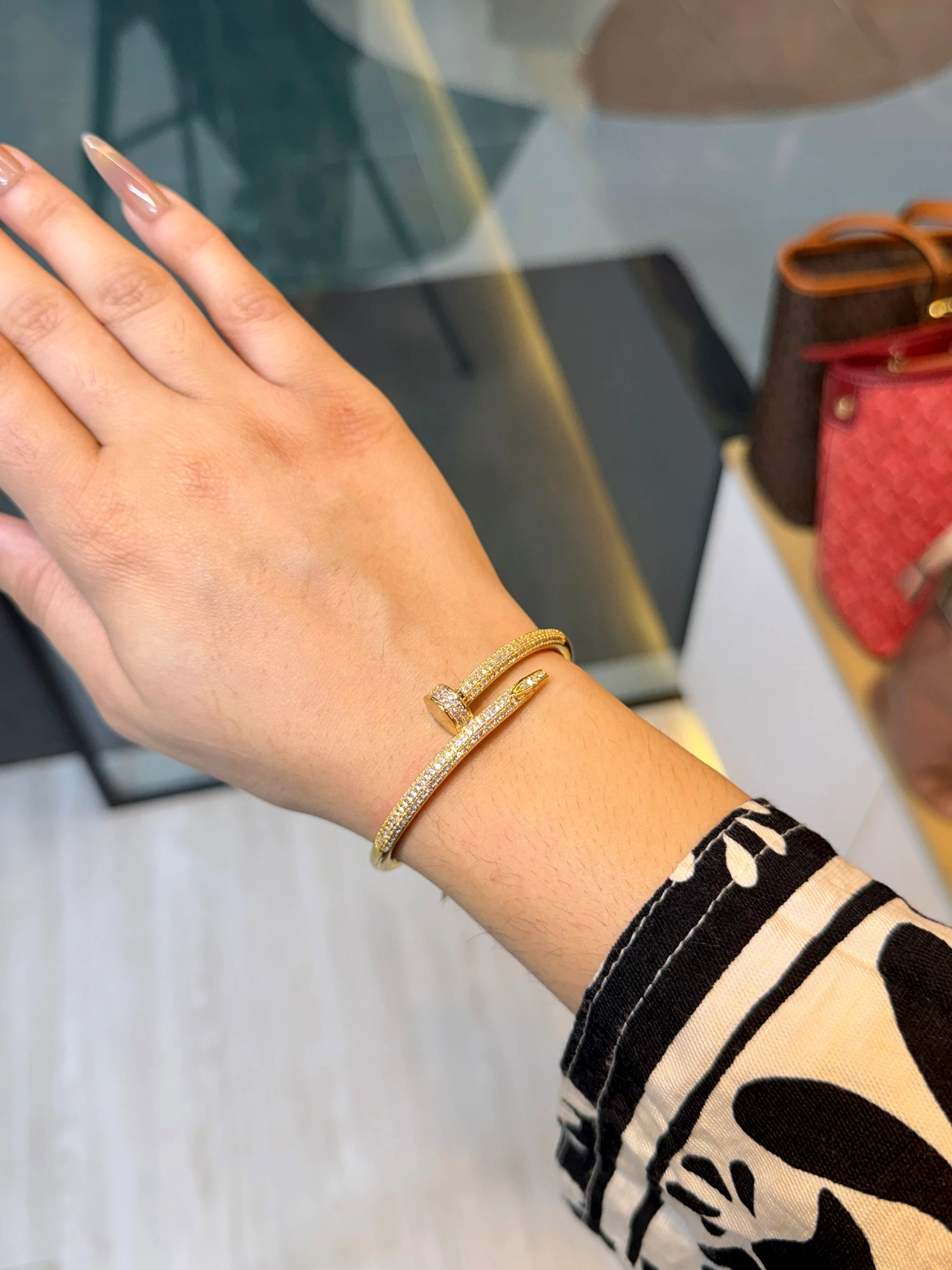 Zircon Stone Imported Bangles - 9210963K006 (Golden)