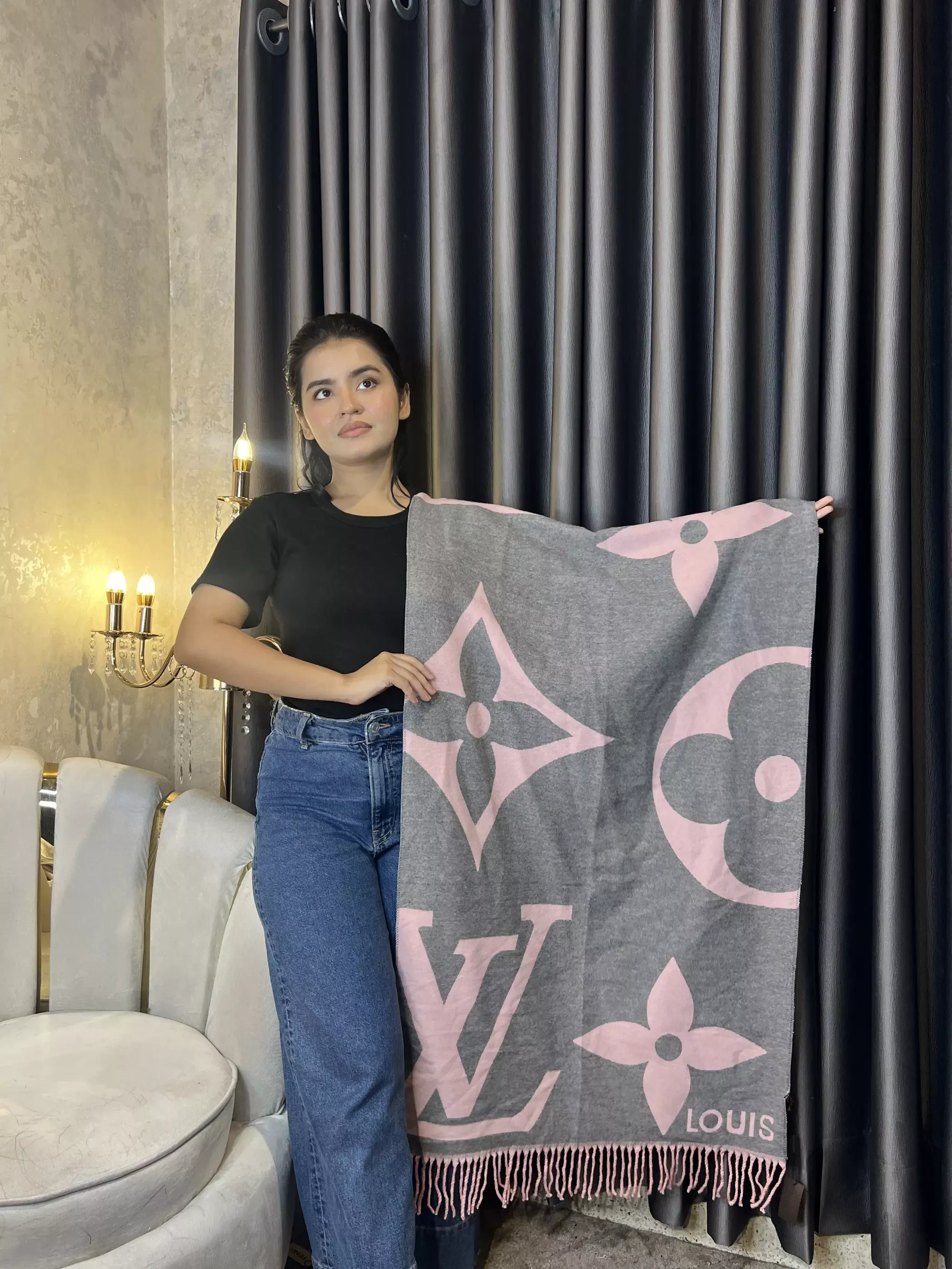 Winter Premium Shawl - LV-009 (Pink)