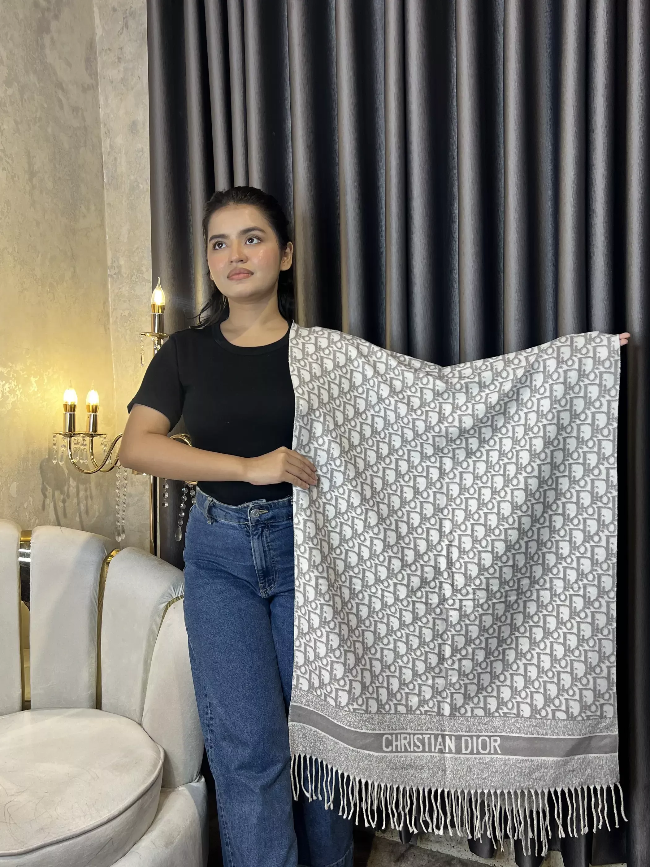 Winter Premium Shawl - CDR-002 (Ash)