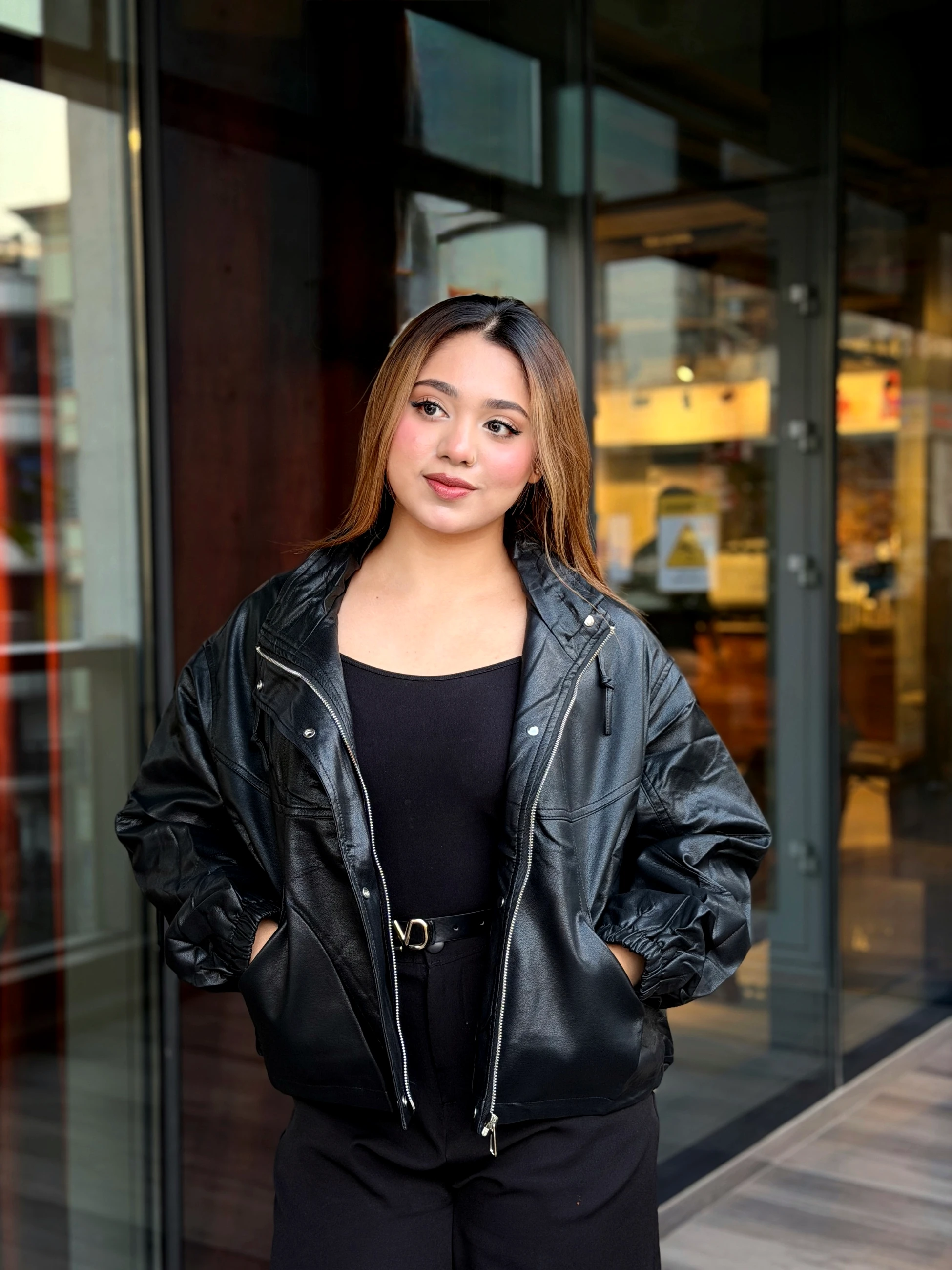 Elegant PU Leather Jacket-3001 (Black)