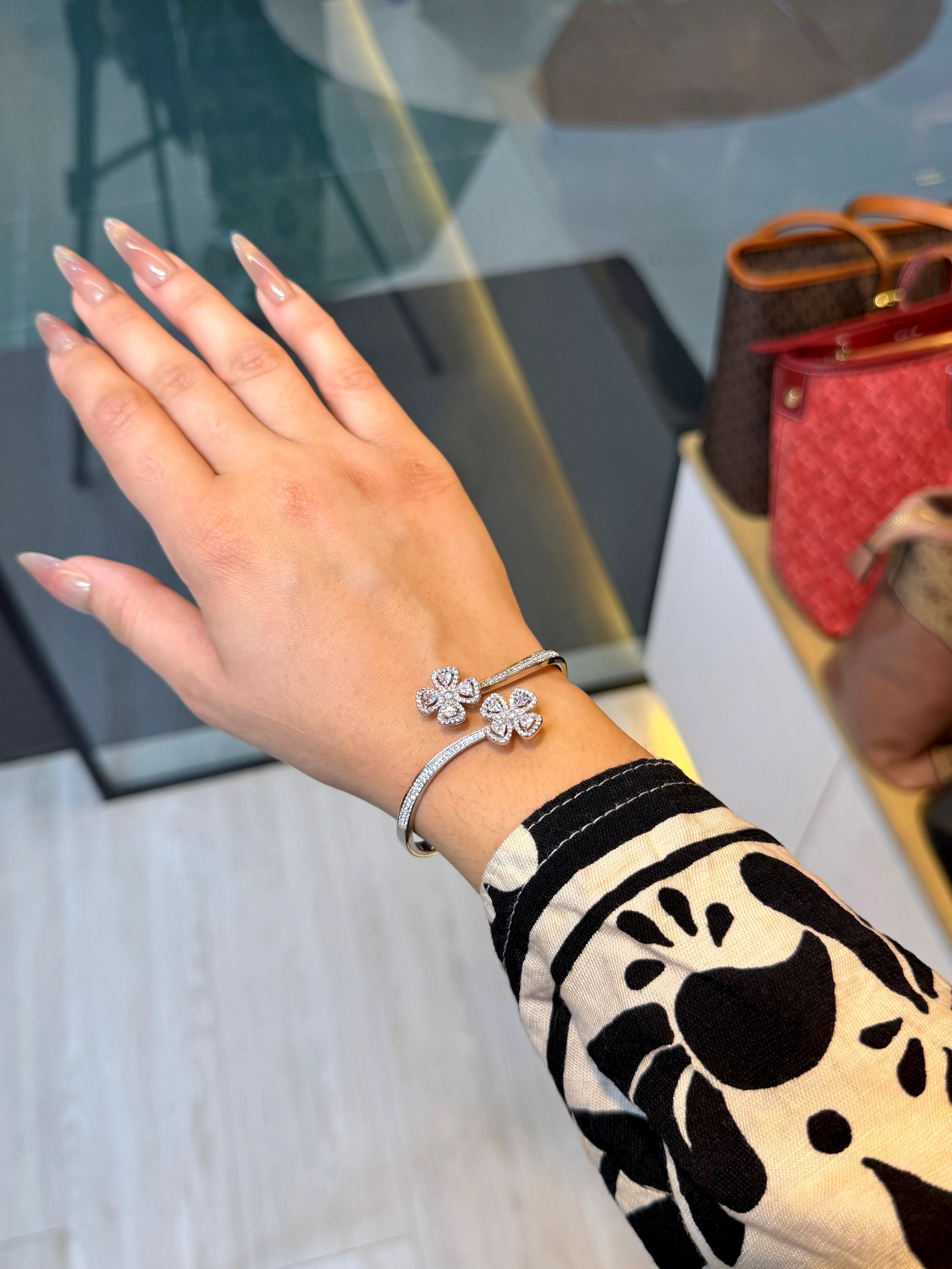 Zircon Stone Imported Bangles - 9107943K811 (Silver)