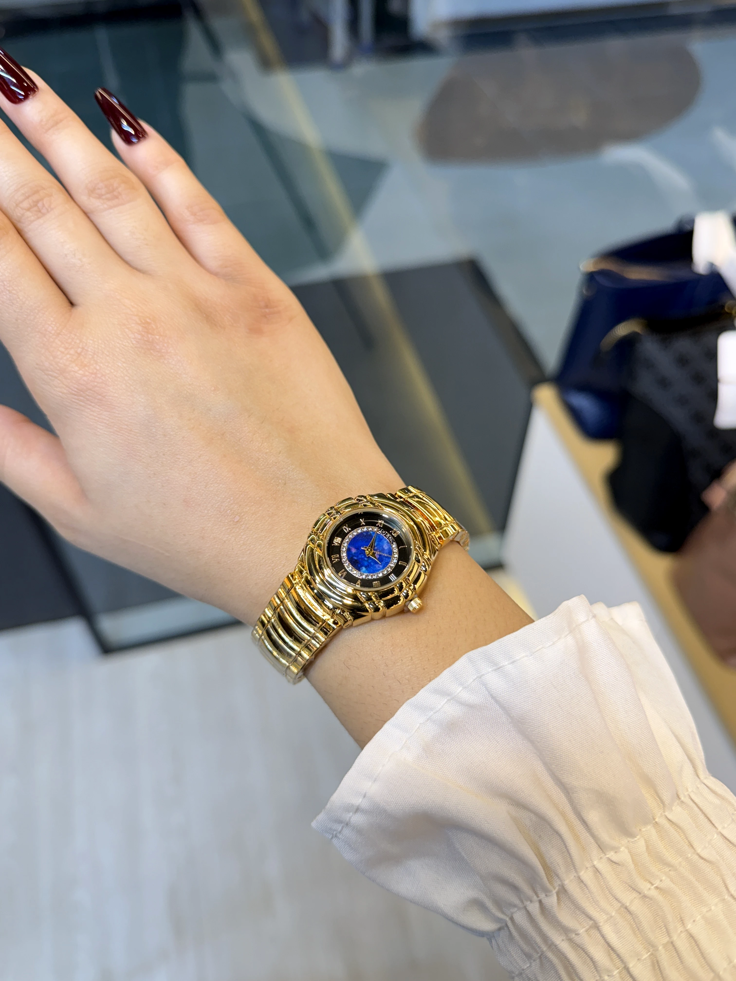 Premium Stainless Steel Watch RLX-003 (Blue/Gold)