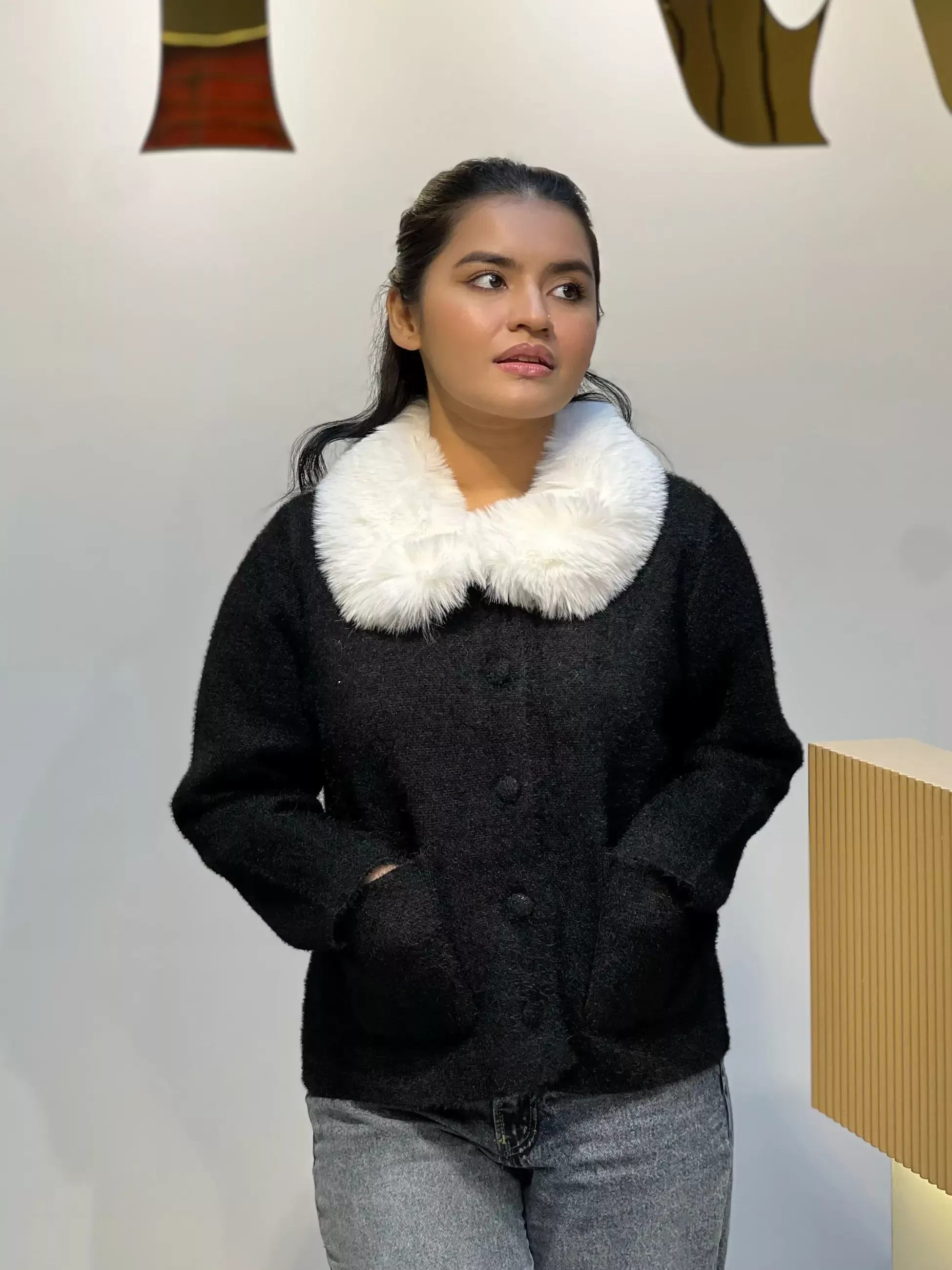 Korean Inspired Ladies Sweater-6160 (Black)