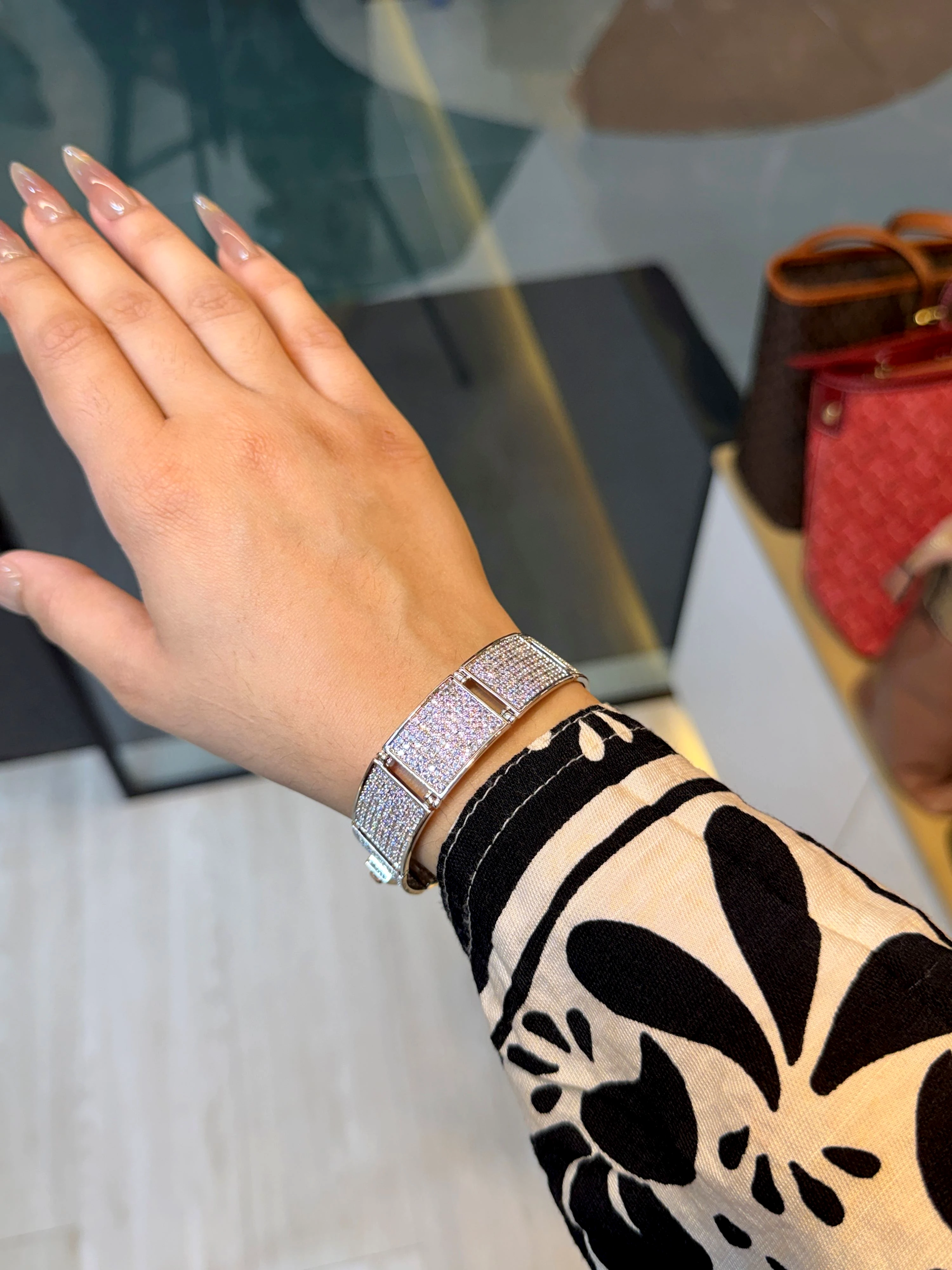 Zircon Stone Imported Bangles - 9107961K811 (Silver)