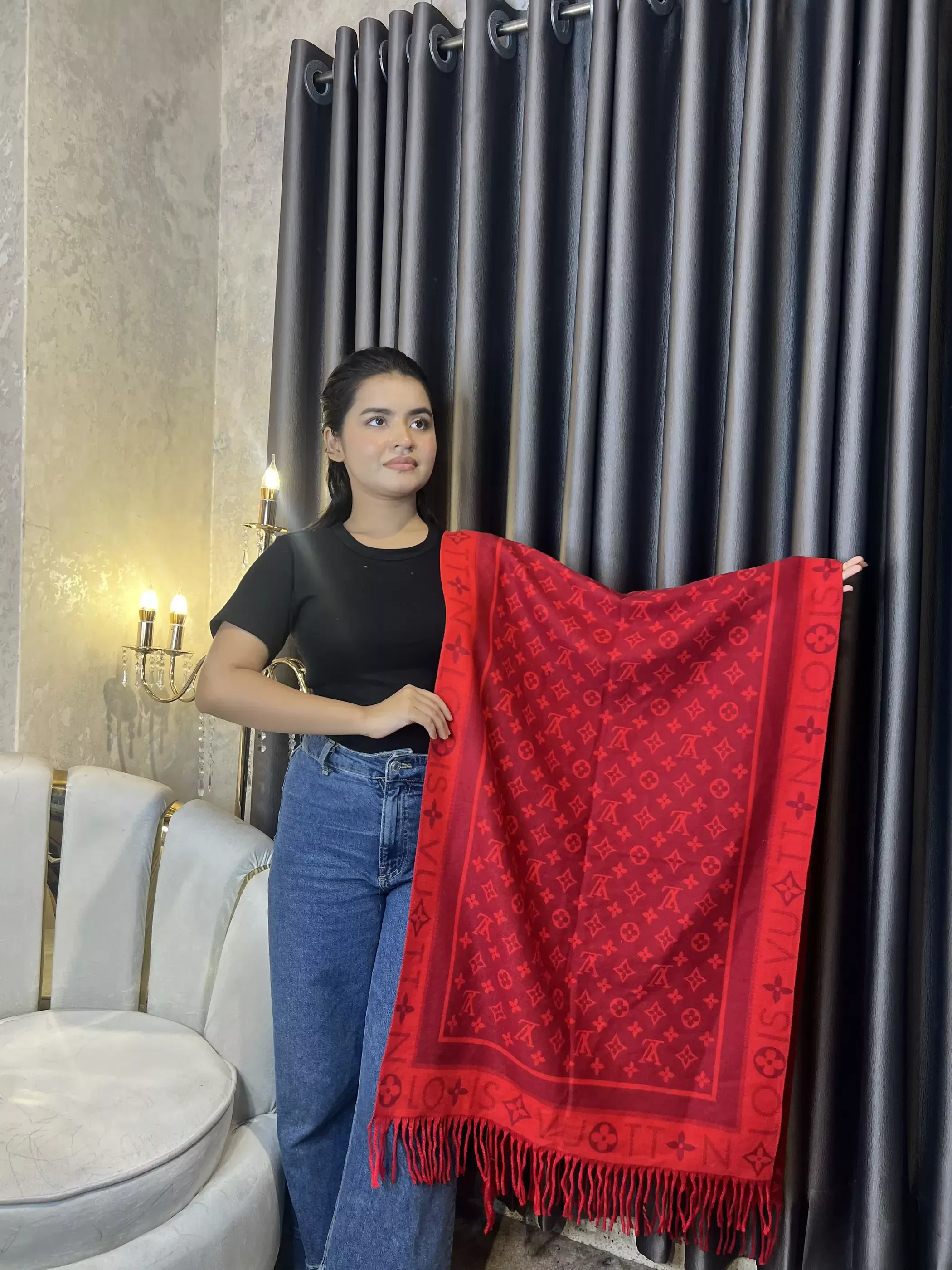 Winter Premium Shawl - LV-013 (Red)