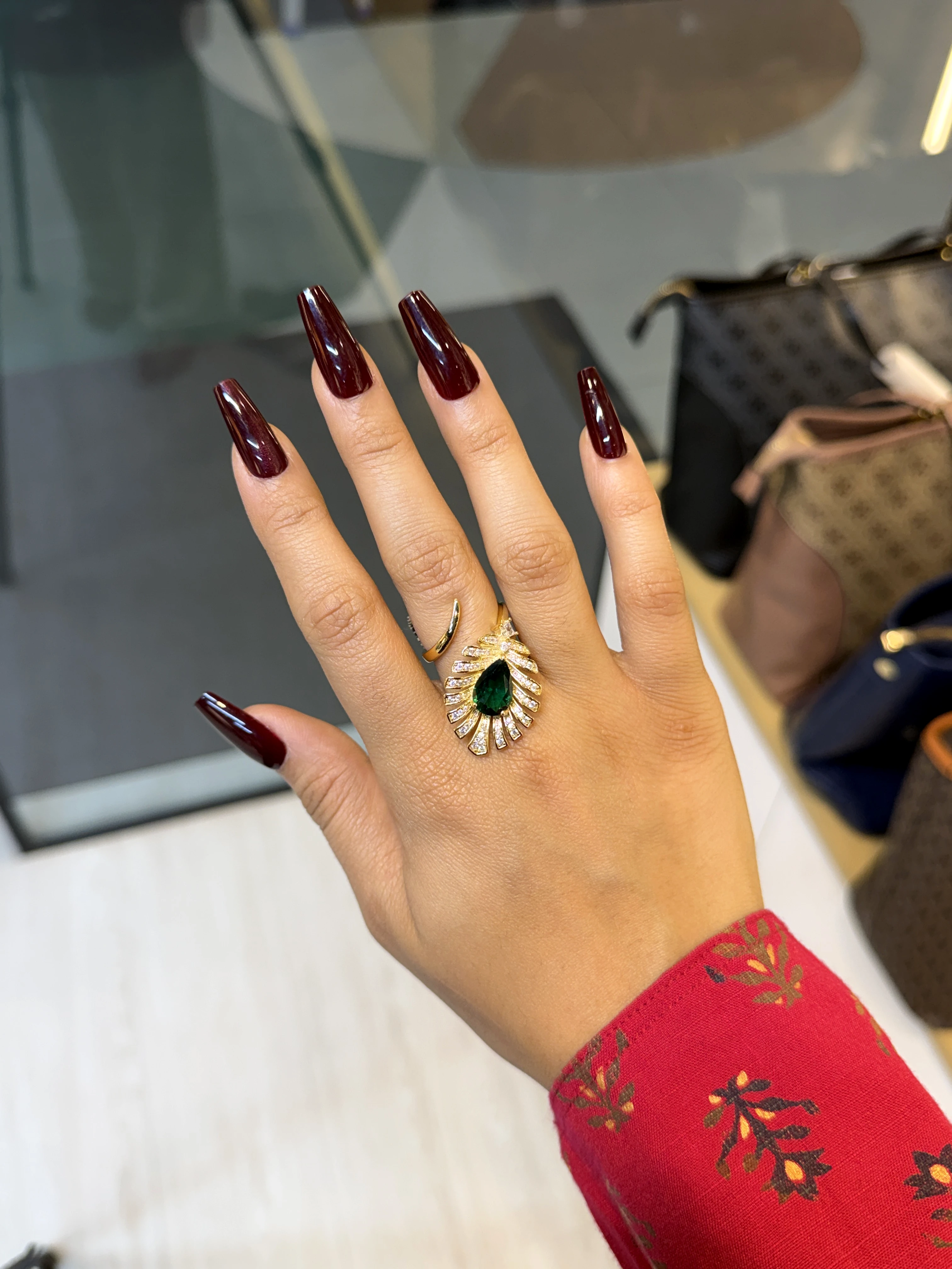 Exclusive Adjustable Ring-AH09117K (Green&Gold)