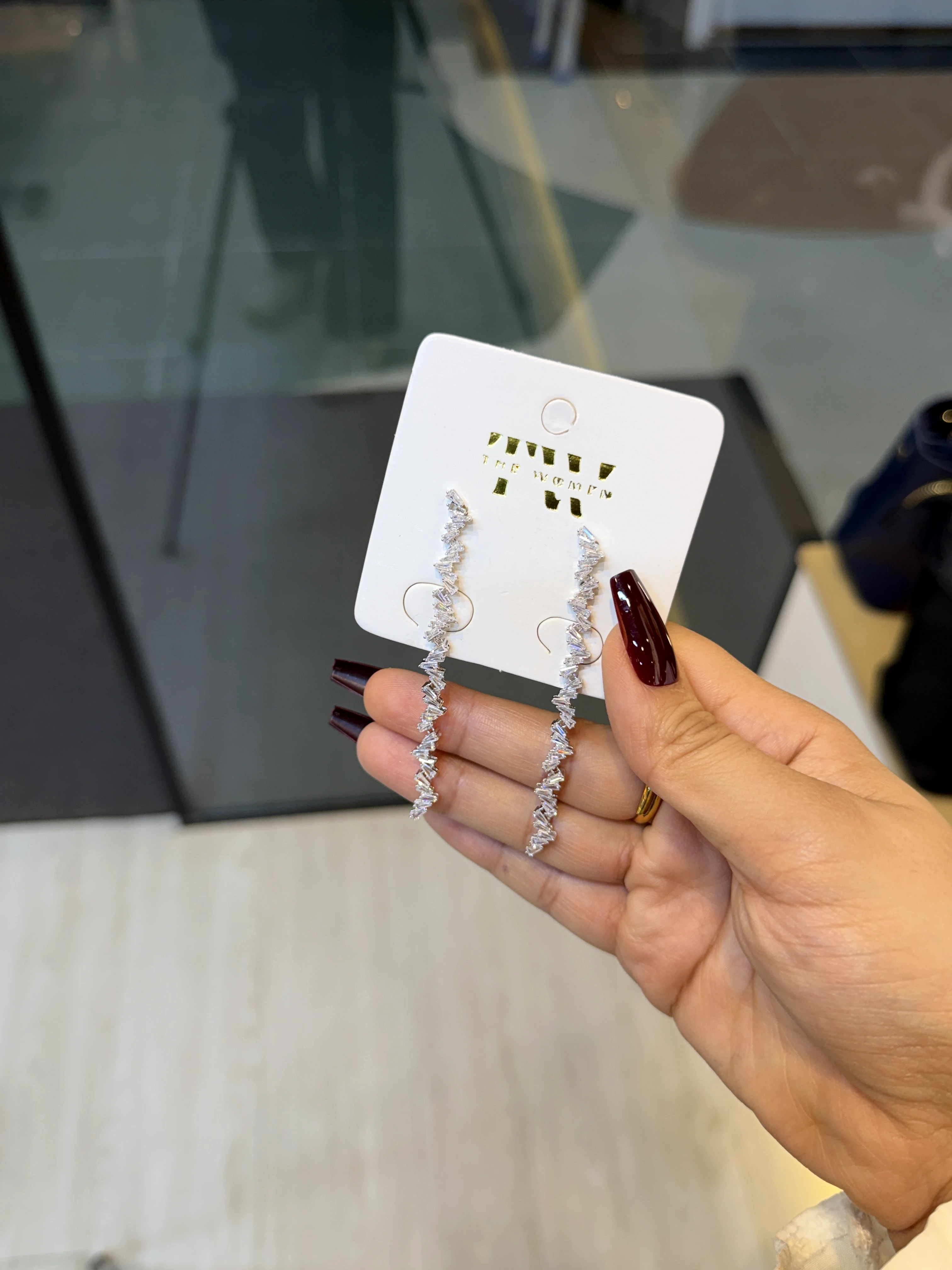 Premium Stone Earring - 1323738K101 (Silver)