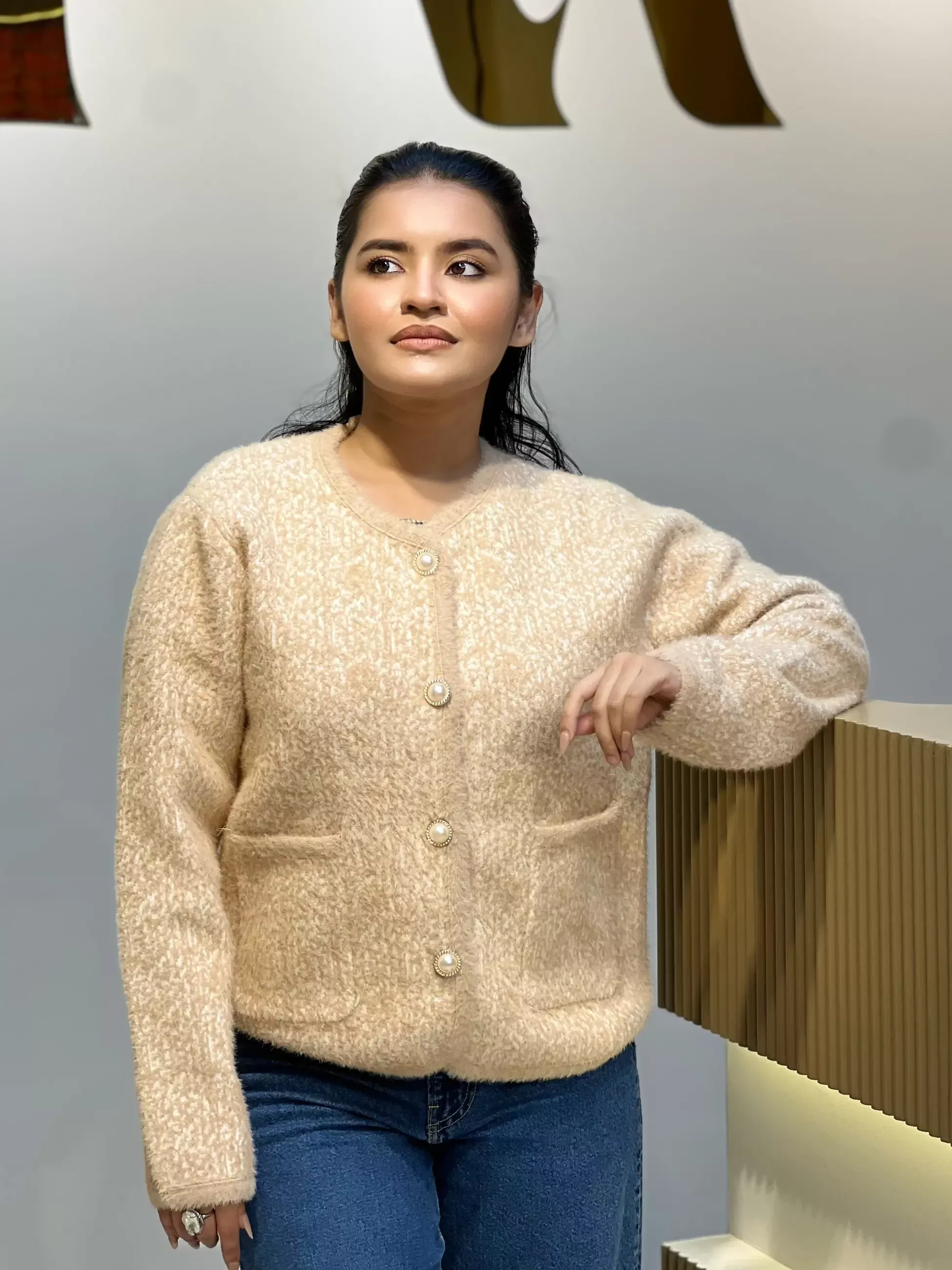 Korean Inspired Ladies Sweater-6171 (Beige)