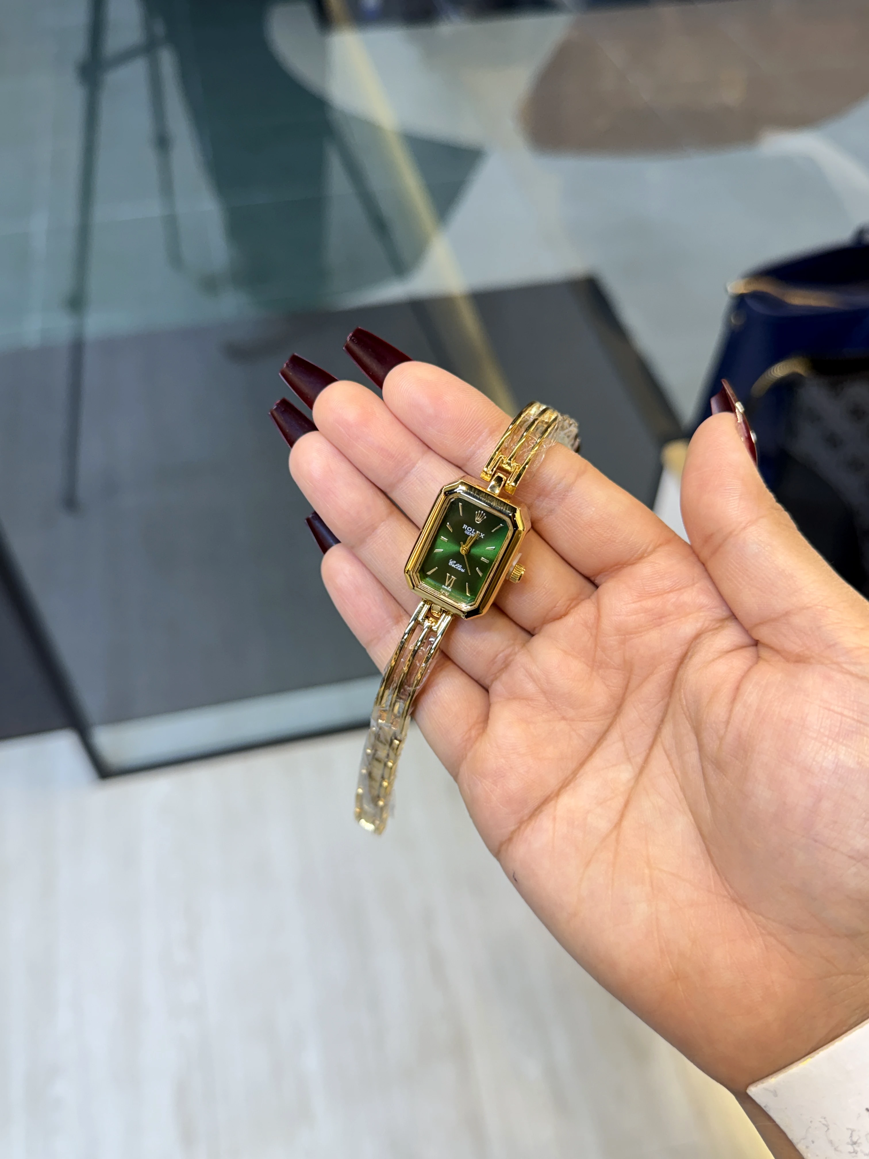 Premium Stainless Steel Watch RLX-001 (Green/Gold)