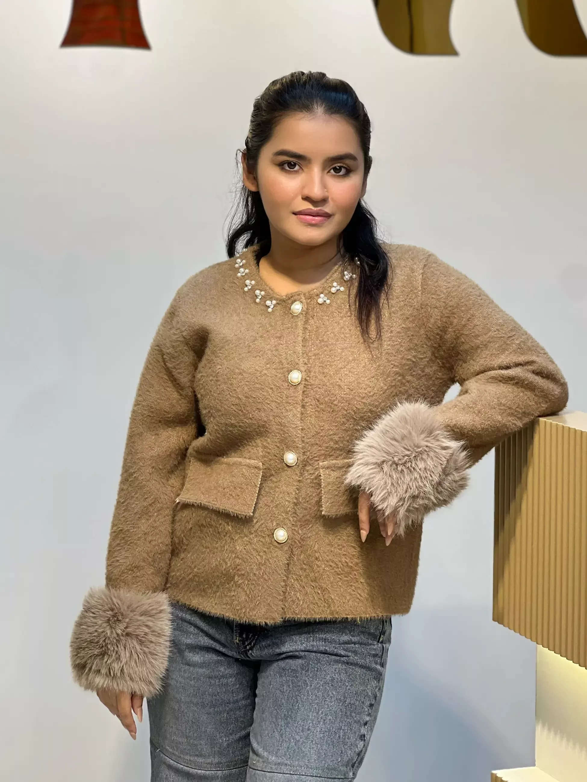 Korean Inspired Ladies Sweater-6187 (Khaki)