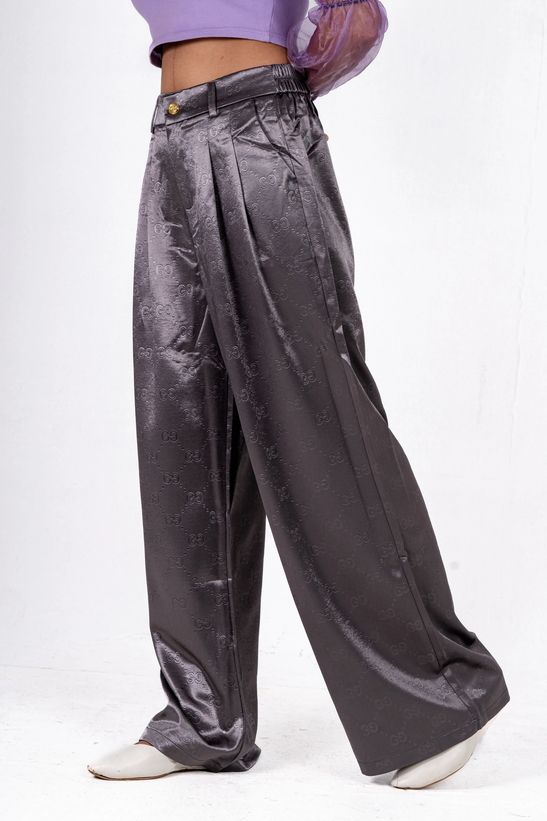 Imported Wide-Leg Palazzo Pant - 558-1 (Ash)