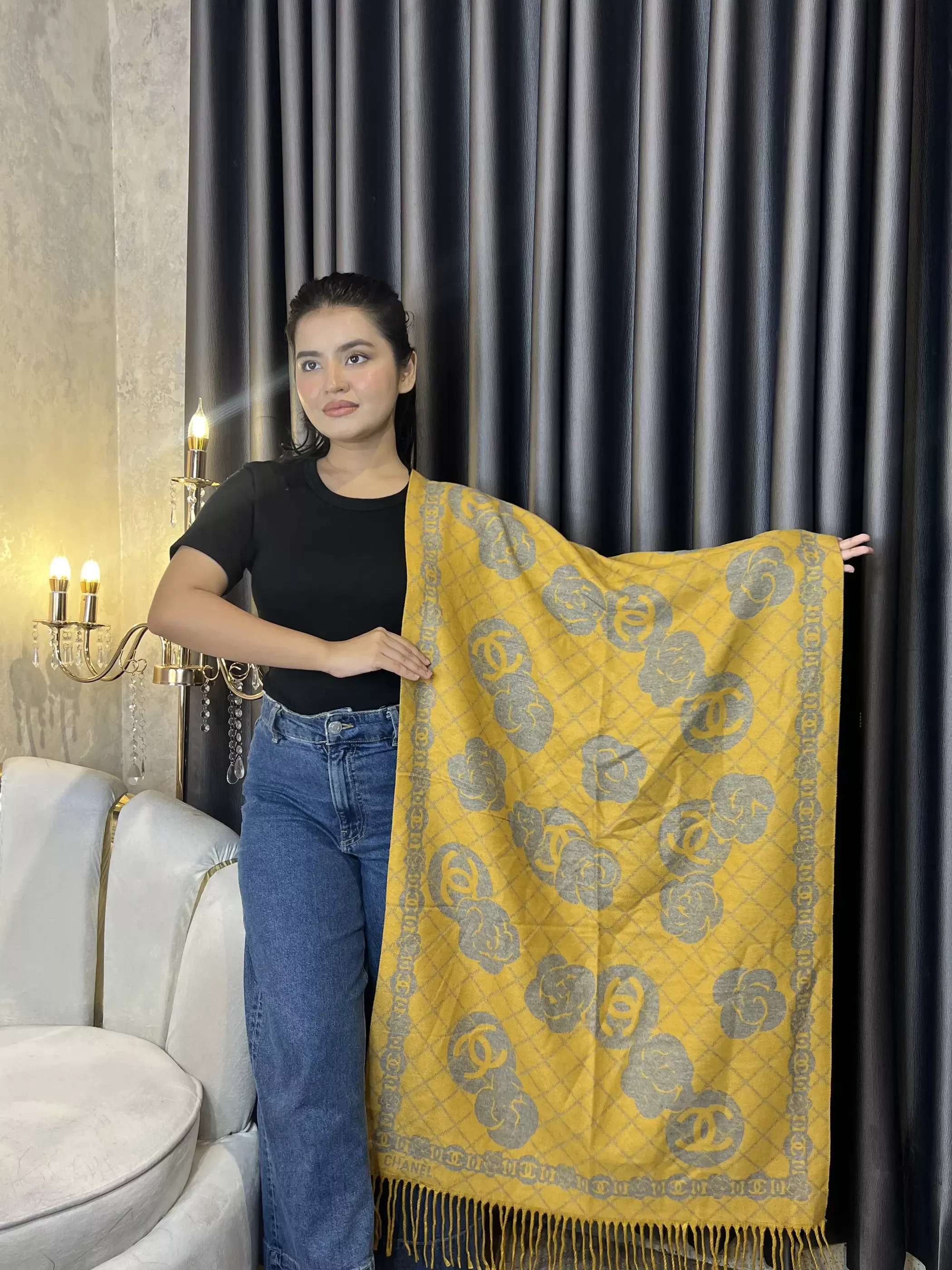 Winter Premium Shawl - CHN-002 (Yellow)