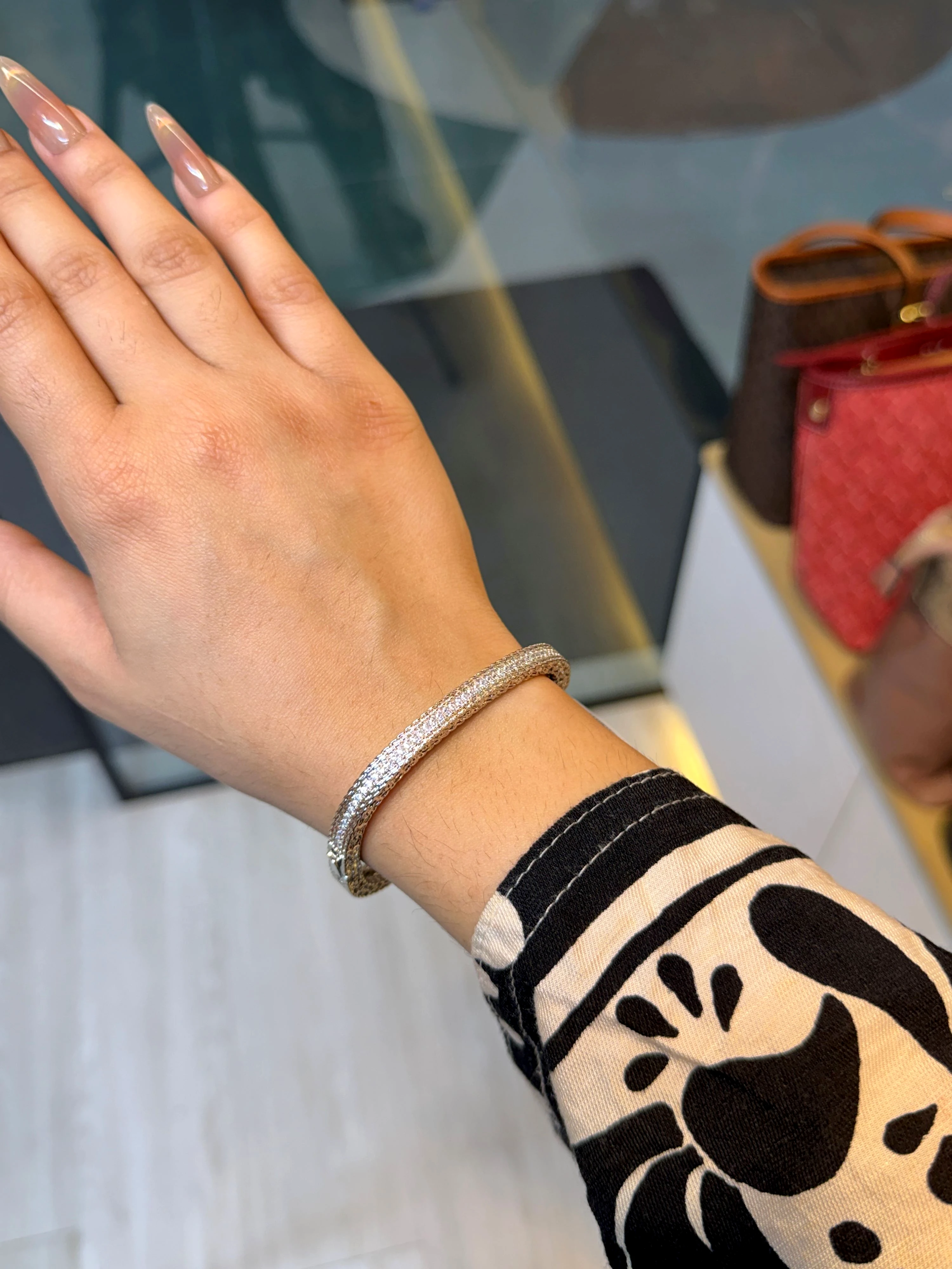 Zircon Stone Imported Bangles - 9108414K111 (Silver)