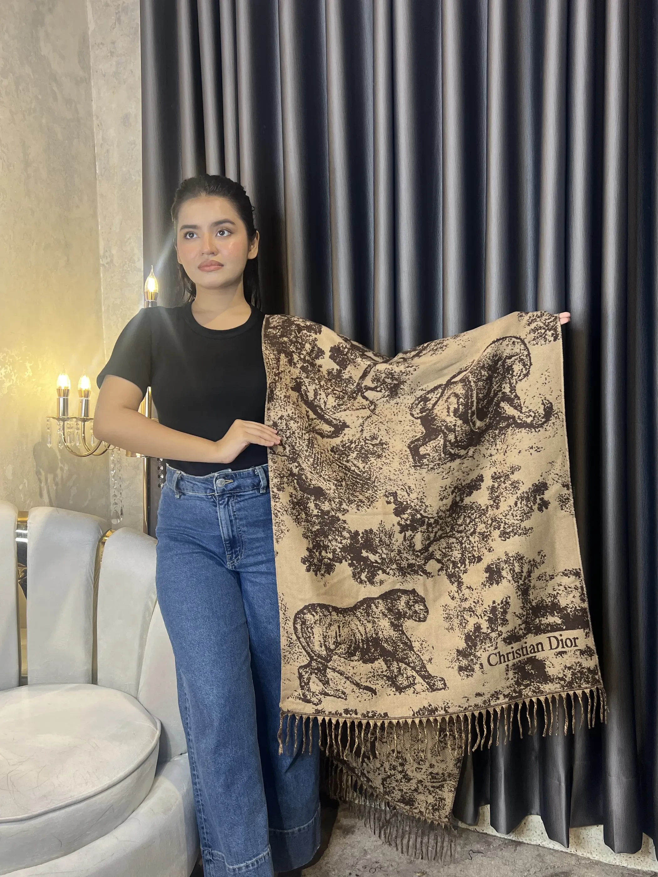 Winter Premium Shawl - CDR-004 (Brown)