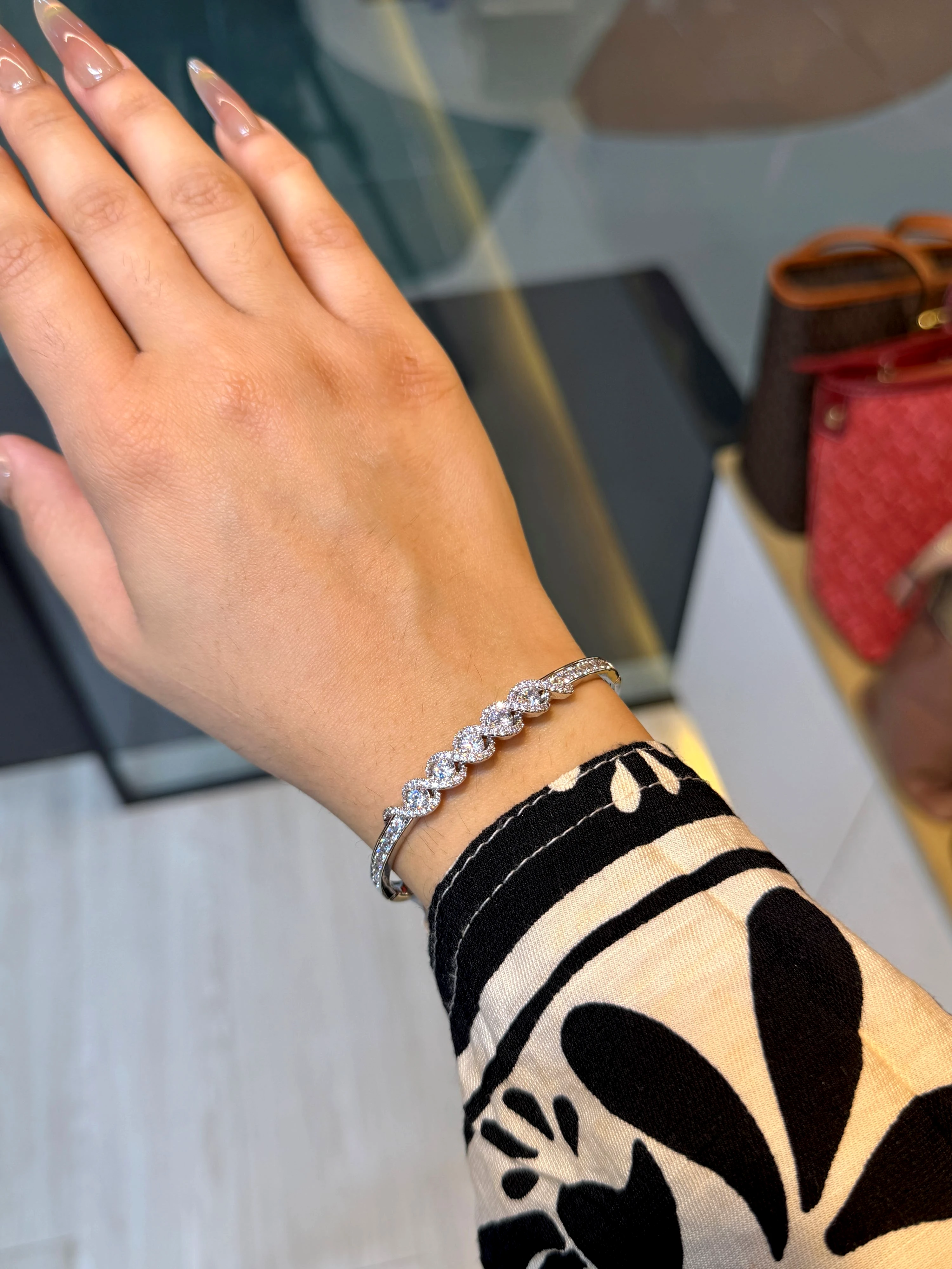 Zircon Stone Imported Bangles - 9104945K811 (Silver)