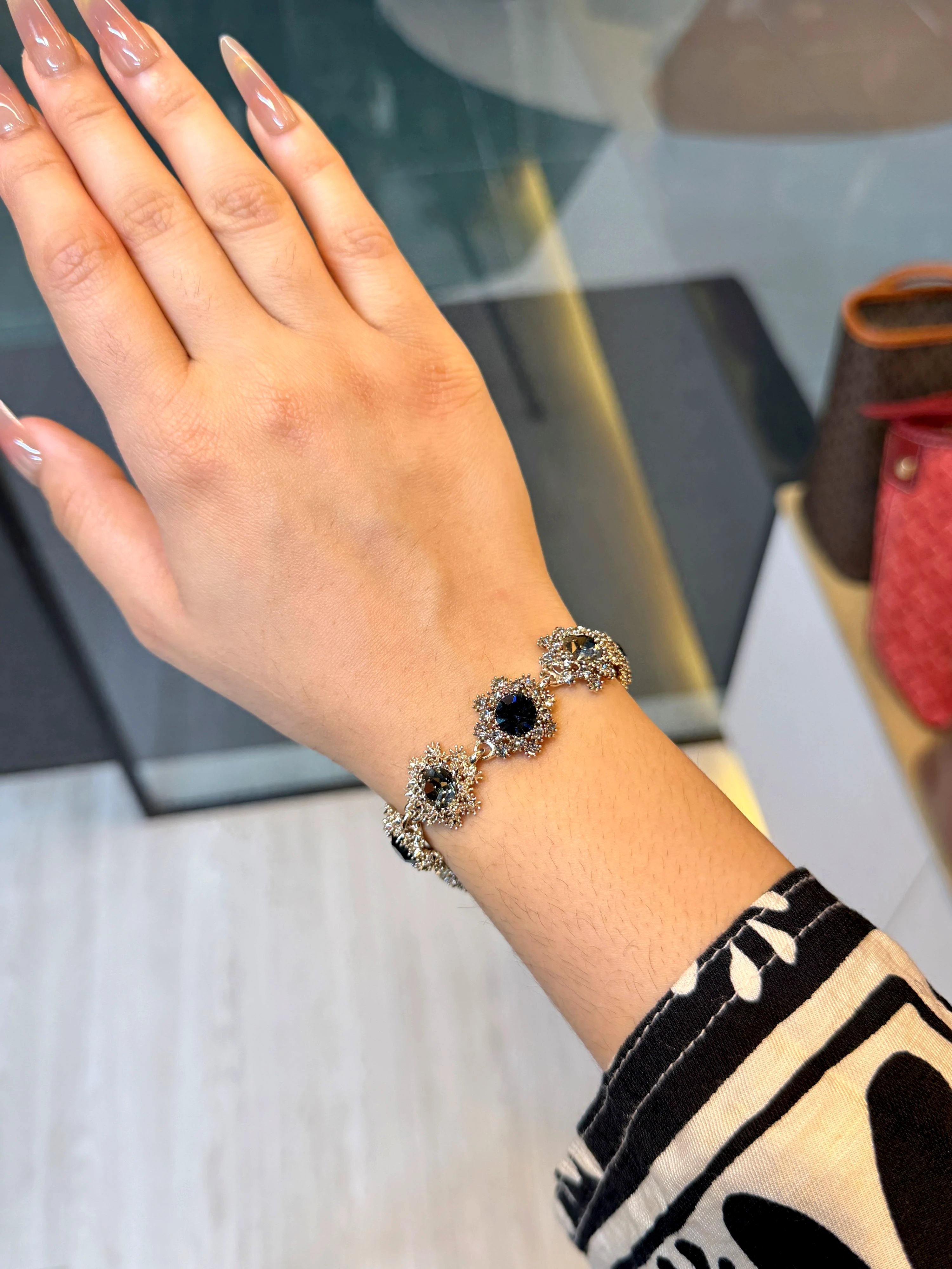 Premium Zircon Stone Bracelet - 8100002K081 (Dark Blue/Grey)