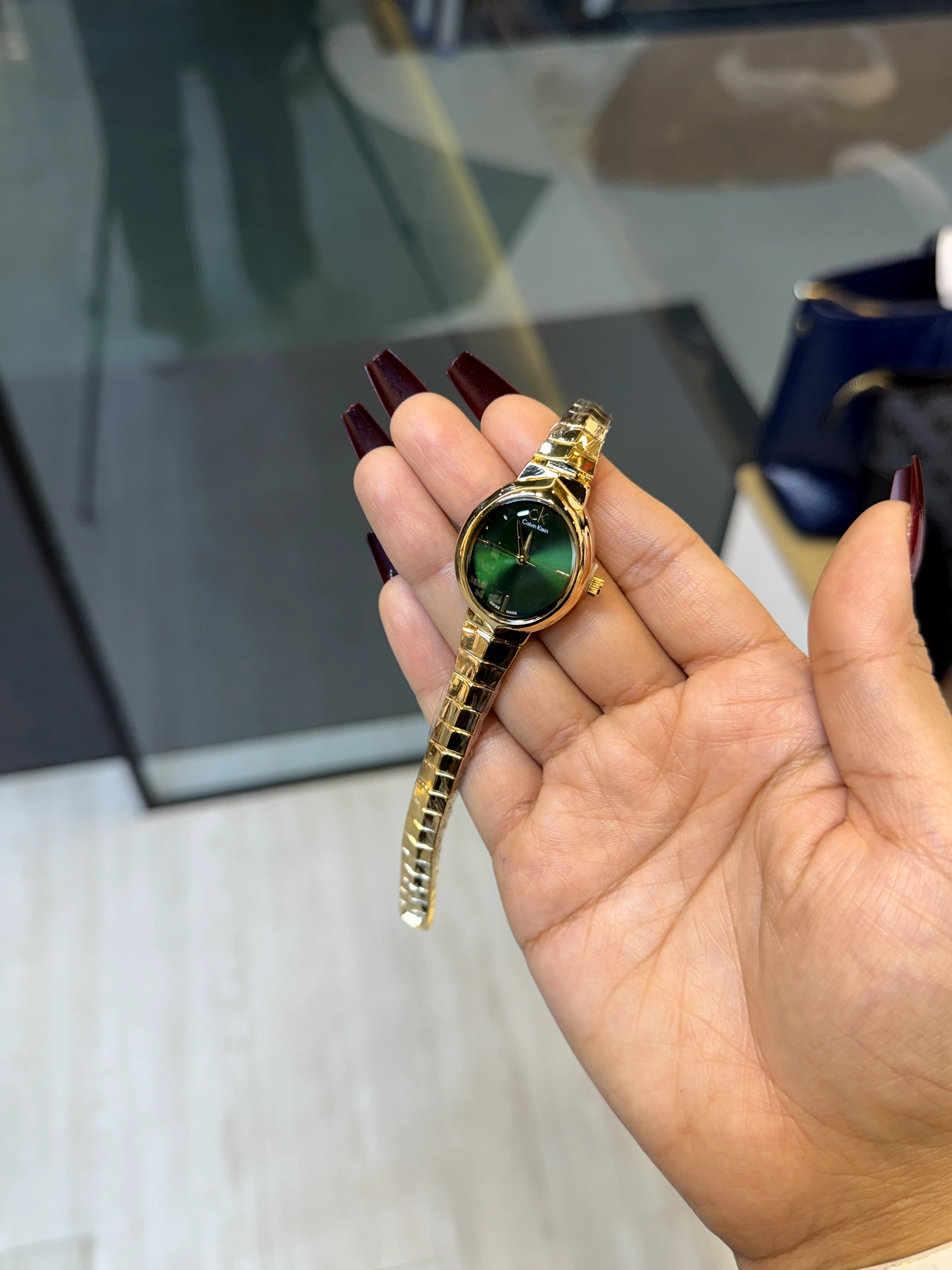 Premium Stainless Steel Watch CK-003 (Green/Gold)