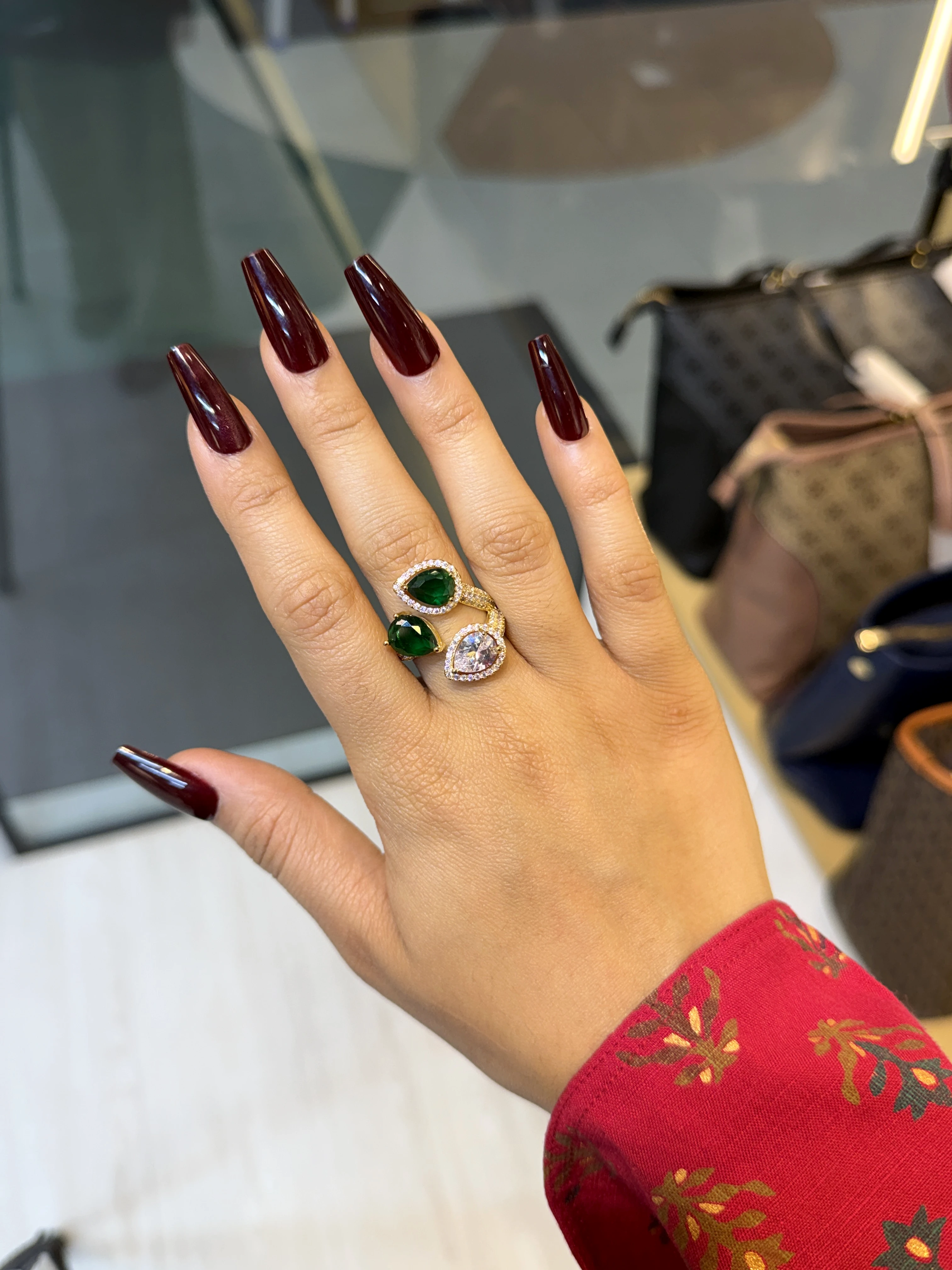 Exclusive Adjustable Ring-8CJ3845H (Emerald Green)