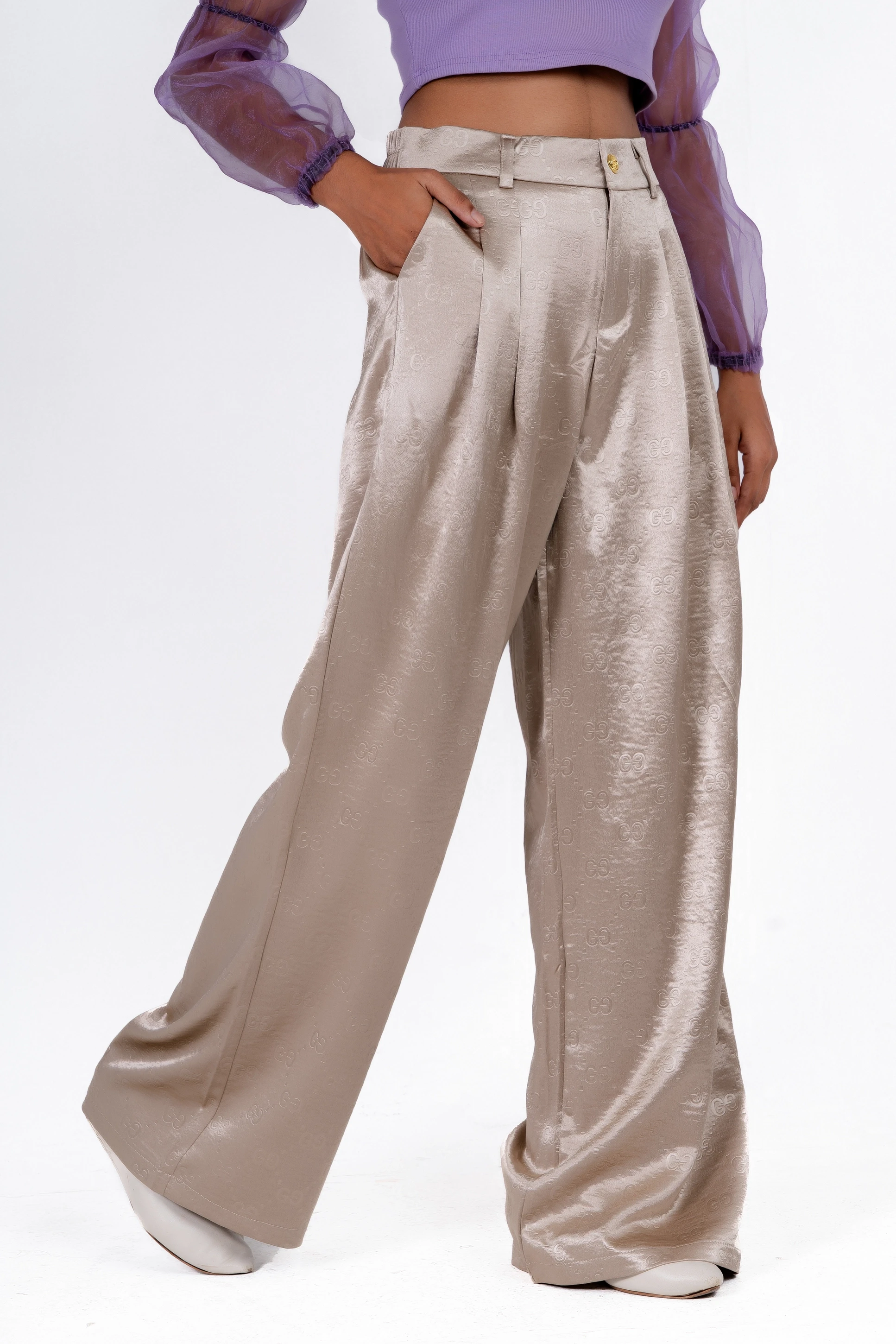 Imported Wide-Leg Palazzo Pant - 558-1 (Golden)