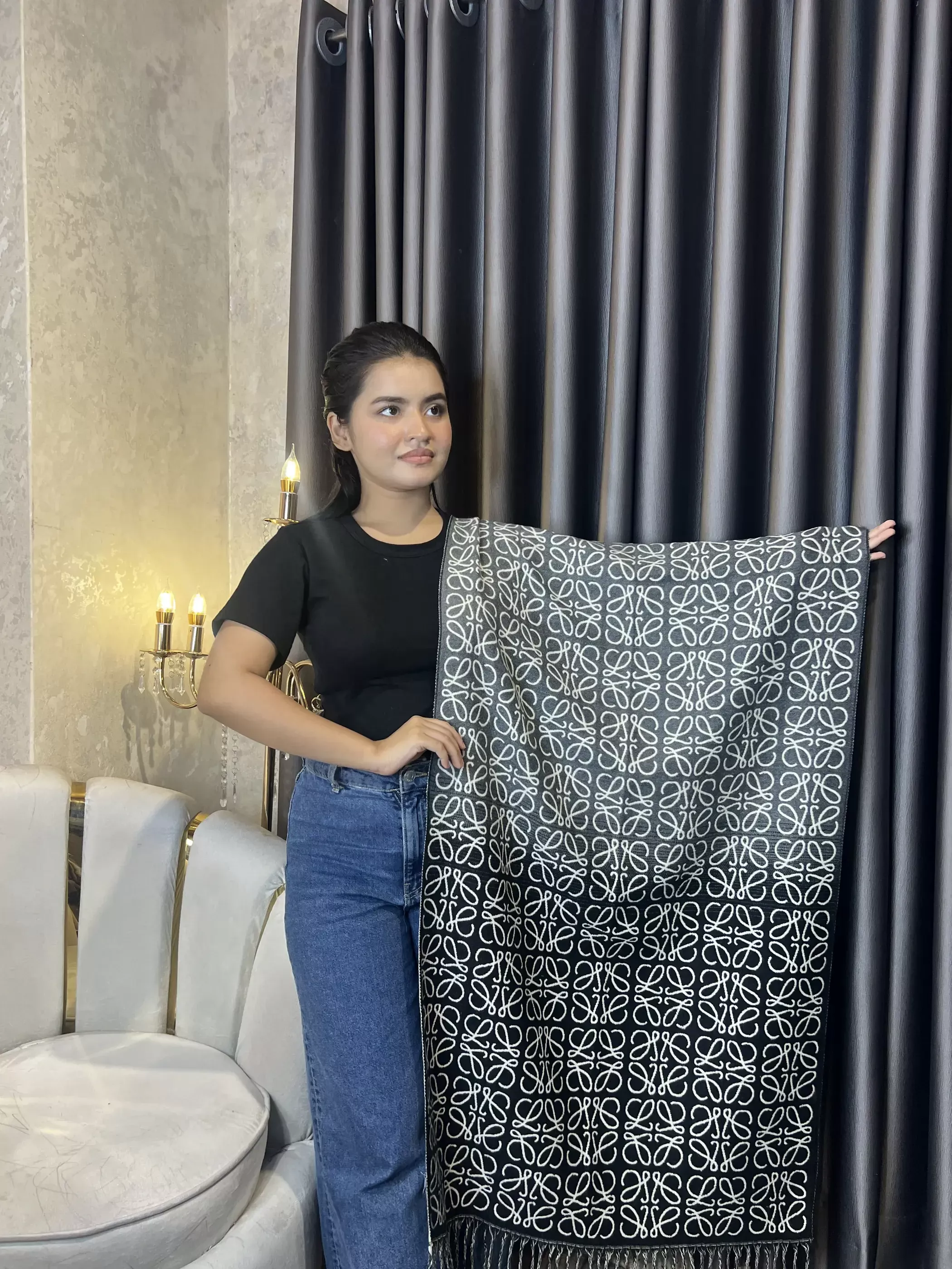 Winter Premium Shawl - TRB-002 (Black&Grey)