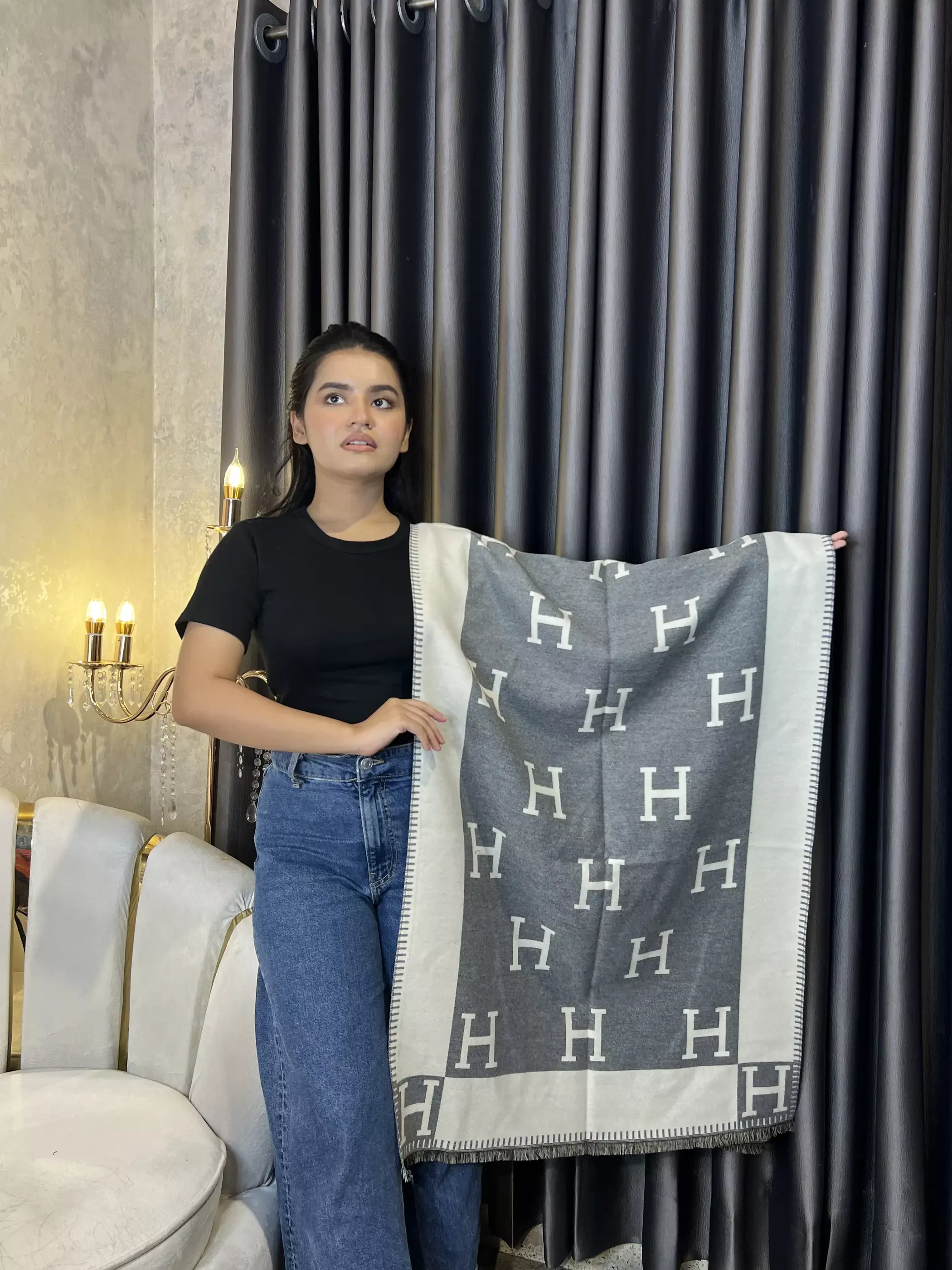 Winter Premium Shawl - HR-001 (Ash)