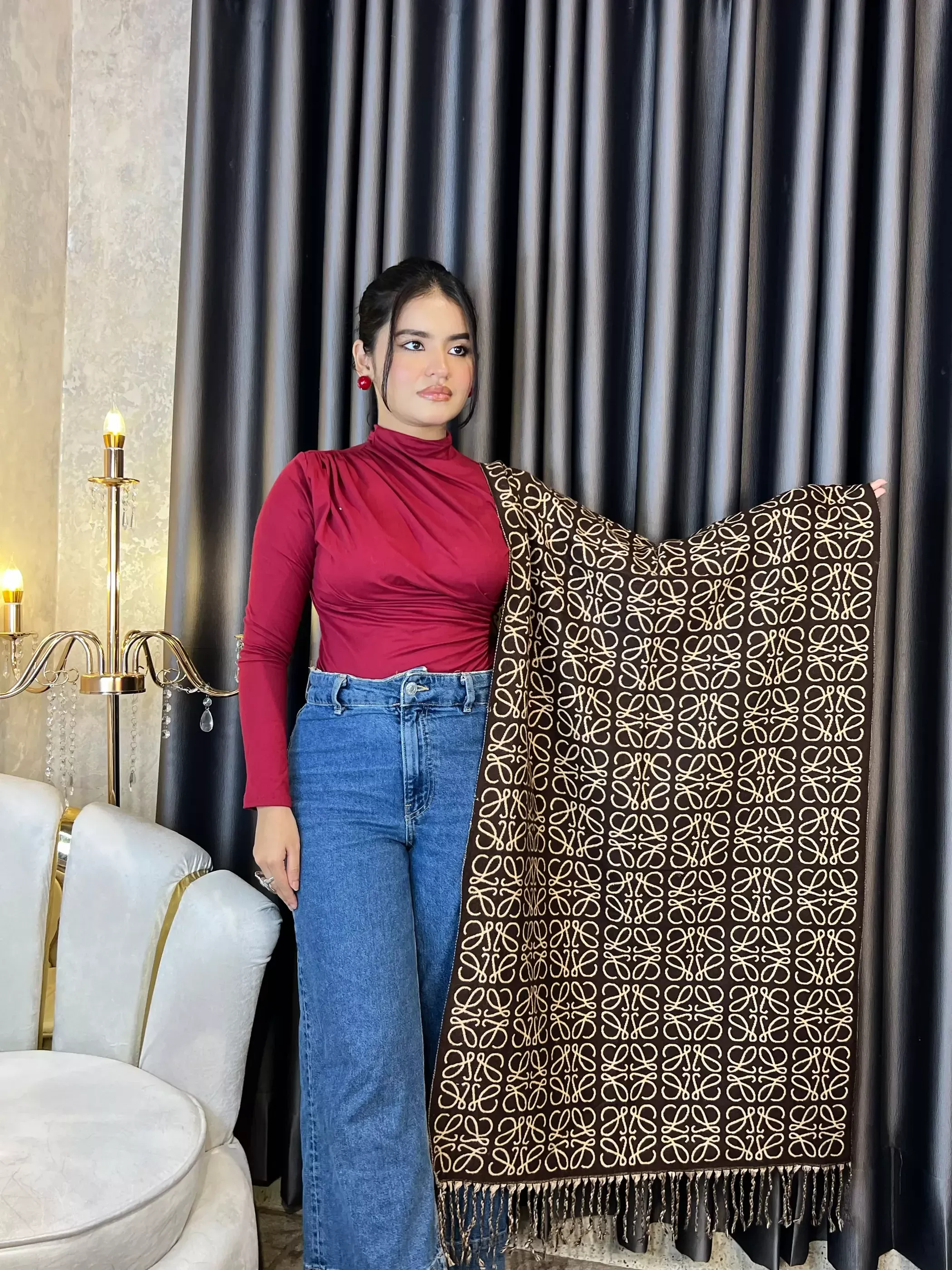 Winter Premium Shawl - TRB-004 (Coffee)