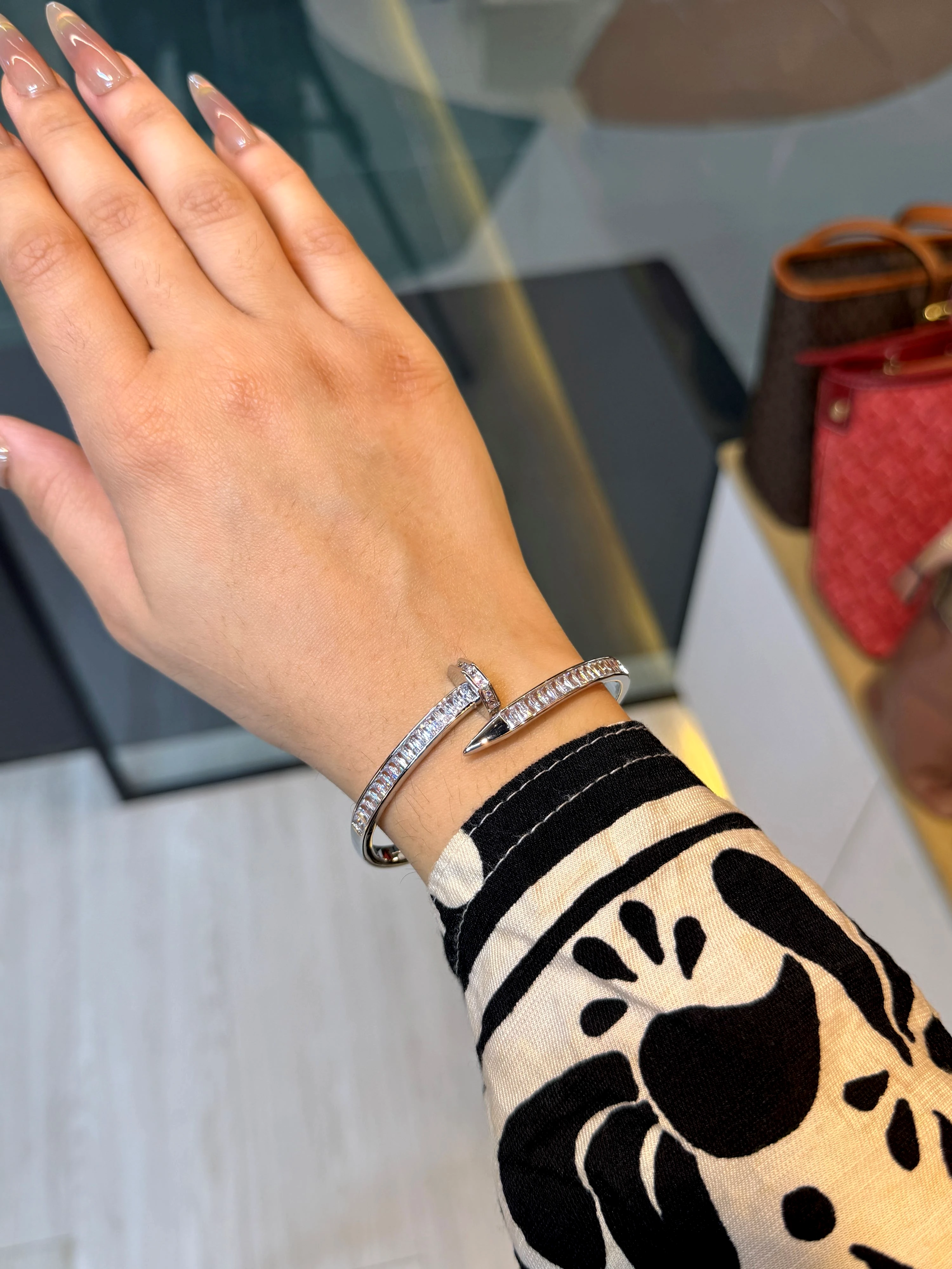 Zircon Stone Imported Bangles - 9111025K001 (Silver)
