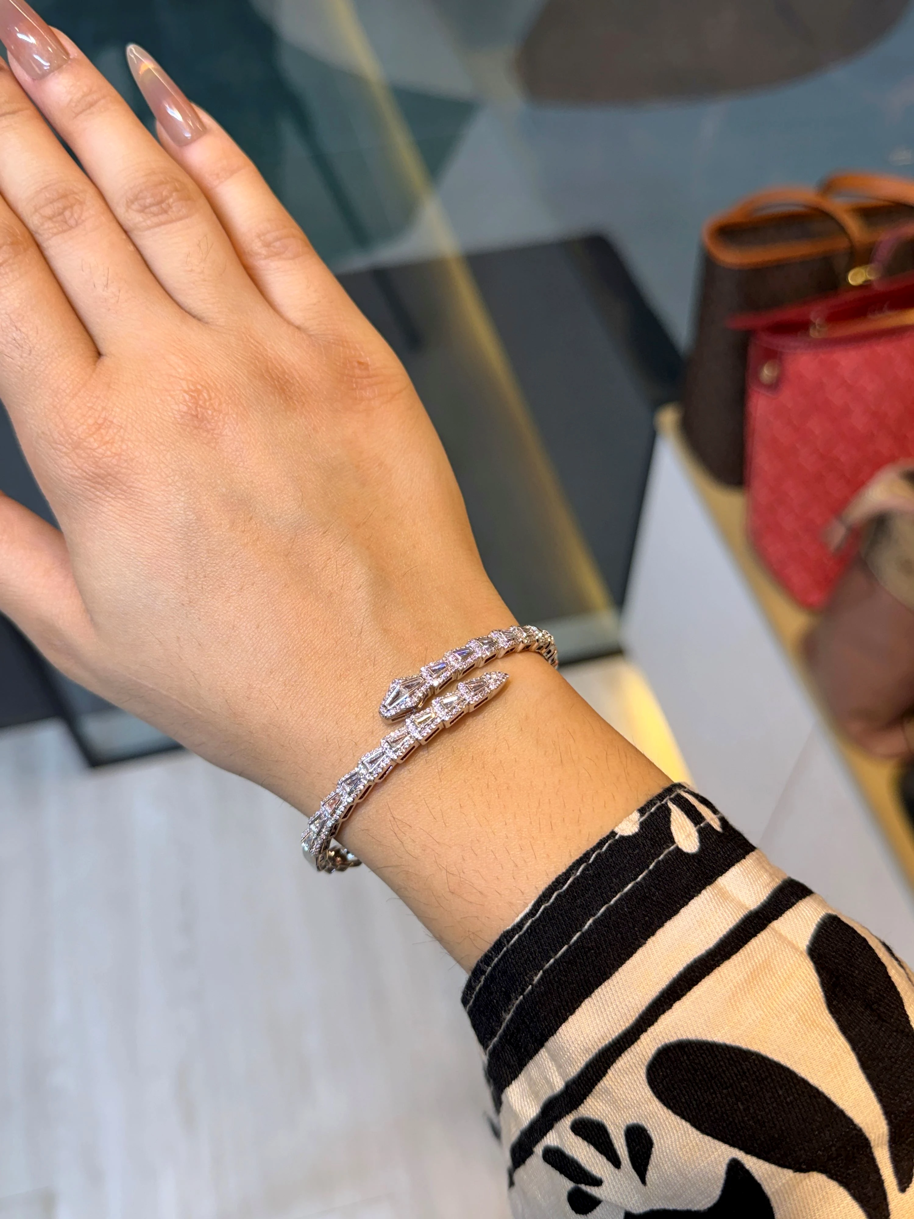 Zircon Stone Imported Bangles - 9211952K381 (Silver)