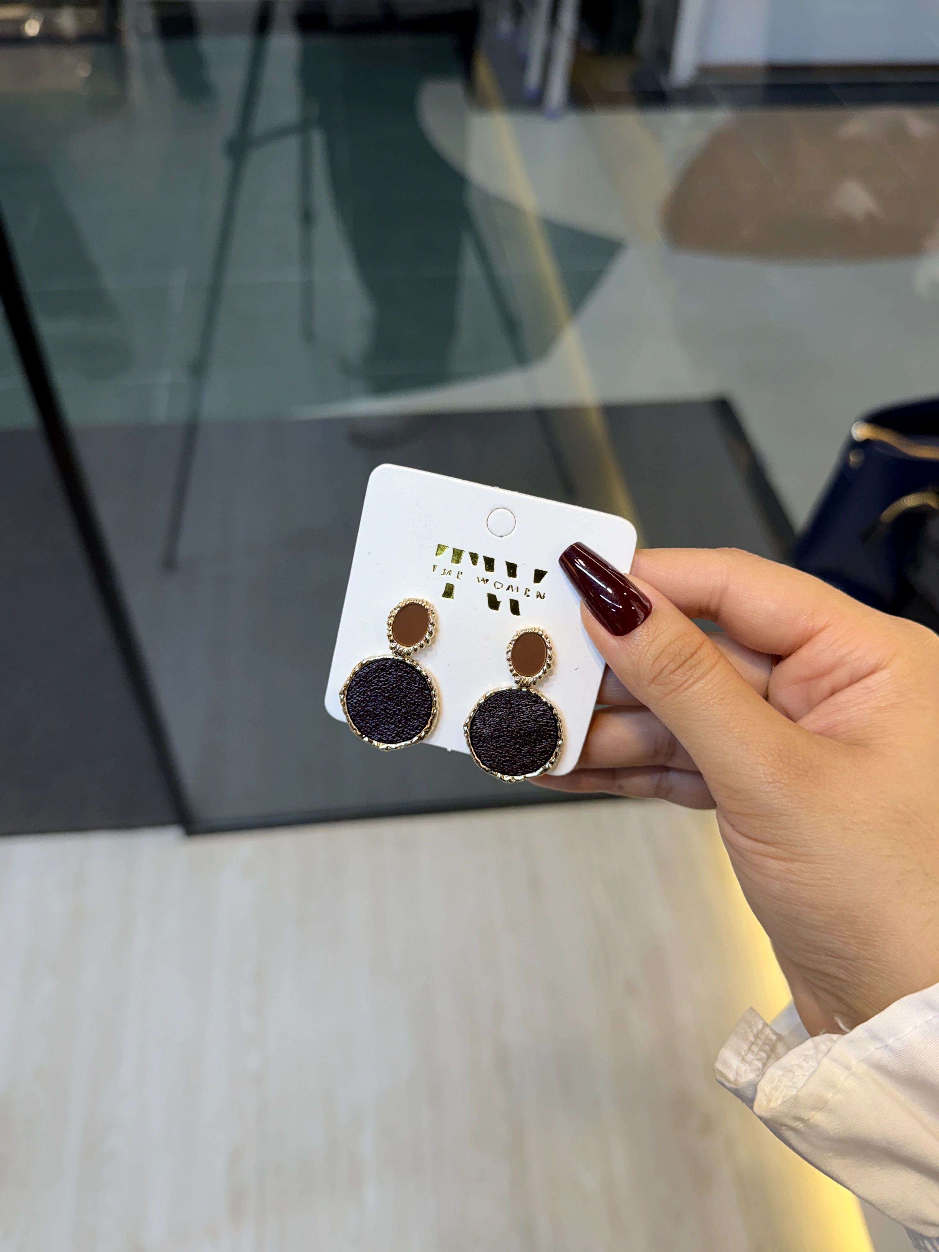 Premium Stone Earring - 1220514K616 (Maroon Red)