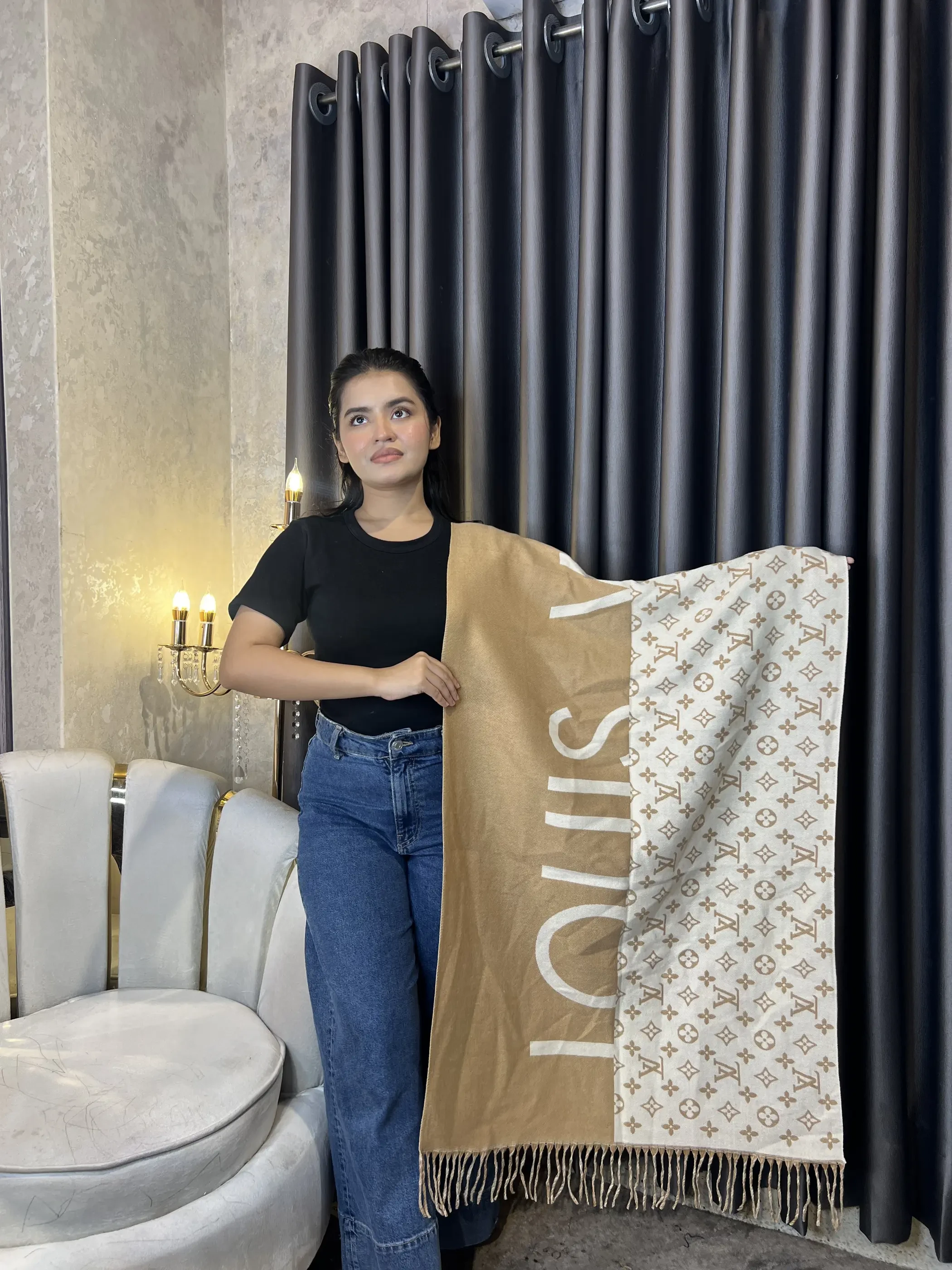 Winter Premium Shawl - LV-012 (Beige)