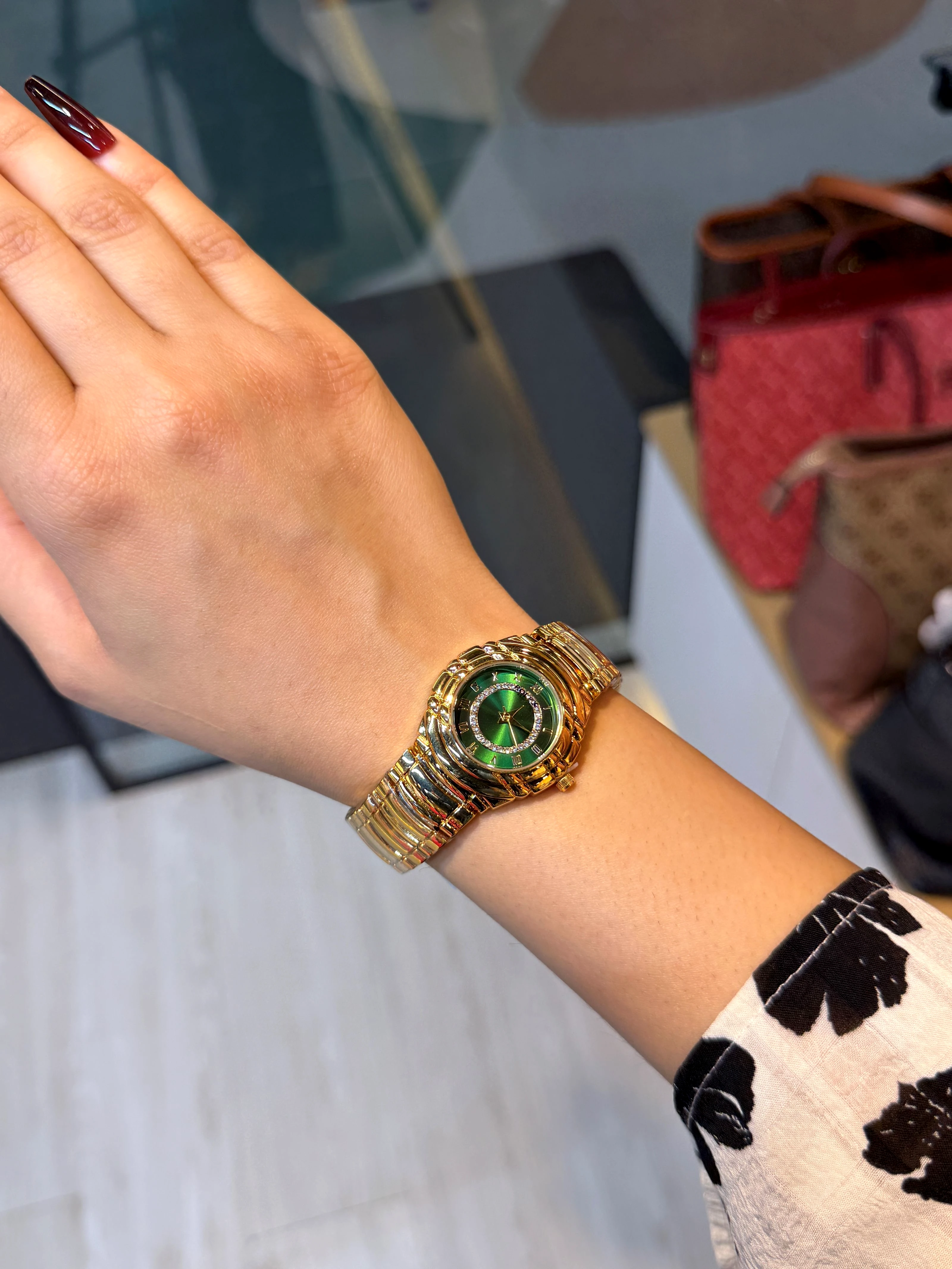 Premium Stainless Steel Watch RLX-003 (Green/Gold)