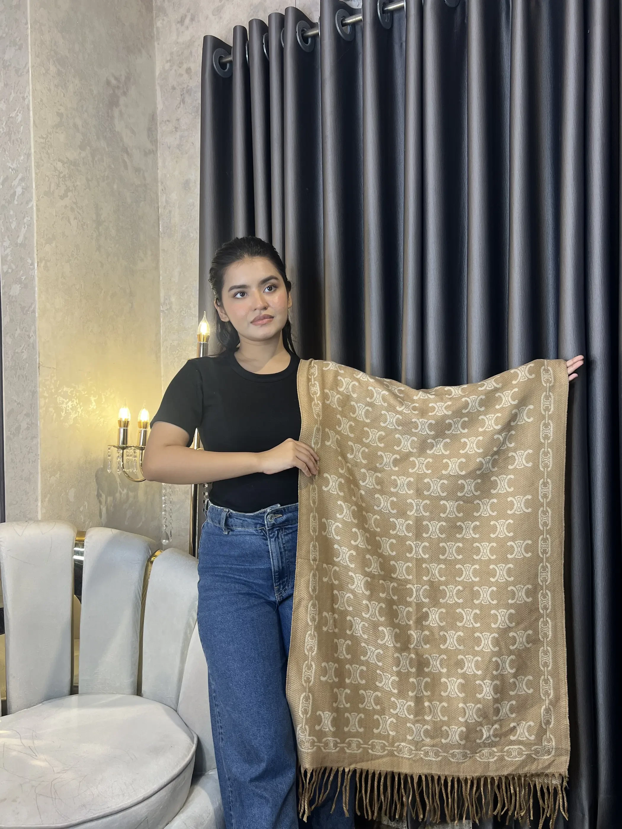 Winter Premium Shawl - CNE-001 (Khaki)