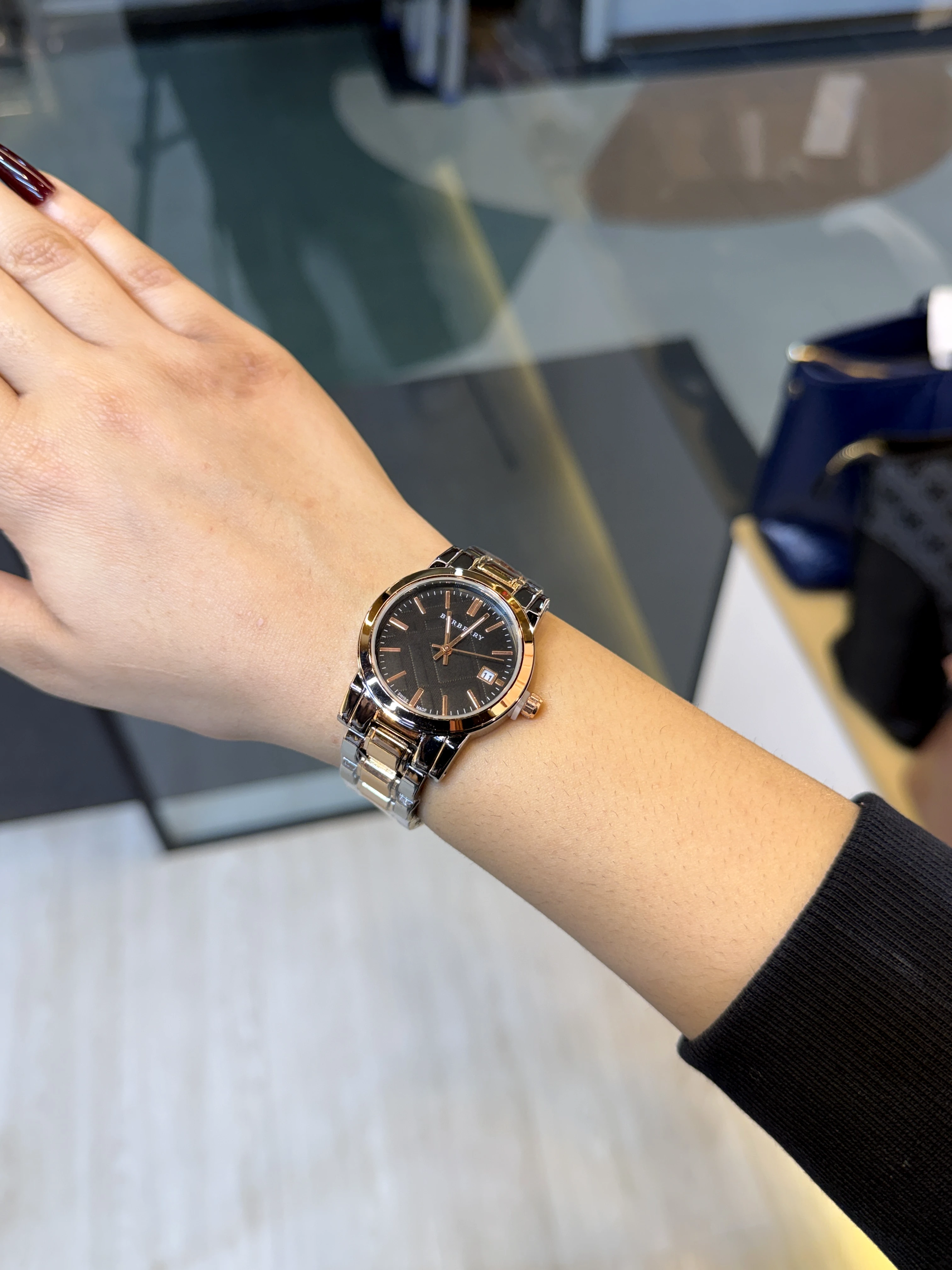 High-End Stainless Steel Watch BRB-002 (Black/Rose & Silver)