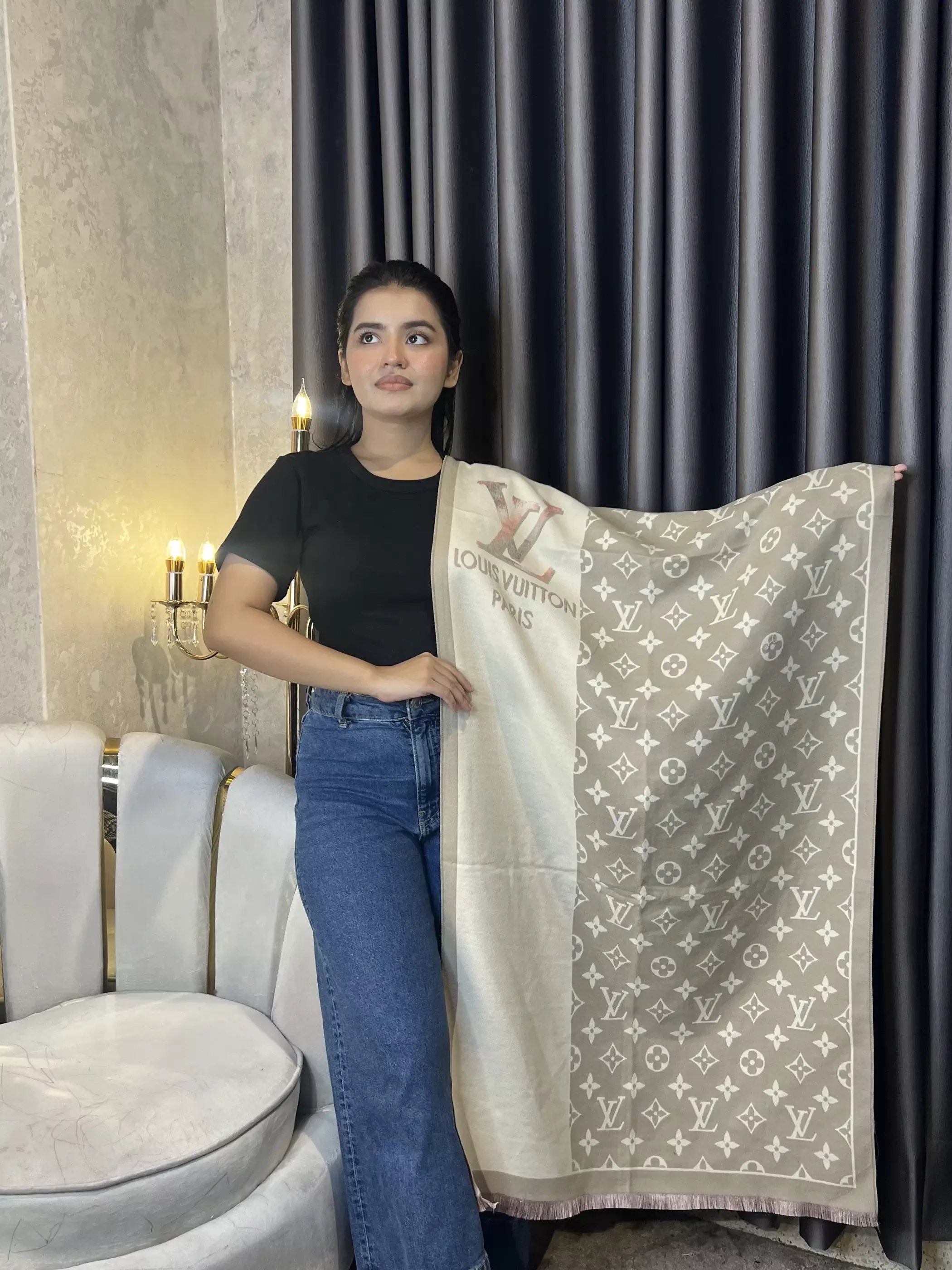 Winter Premium Shawl - LV-003 (Beige)