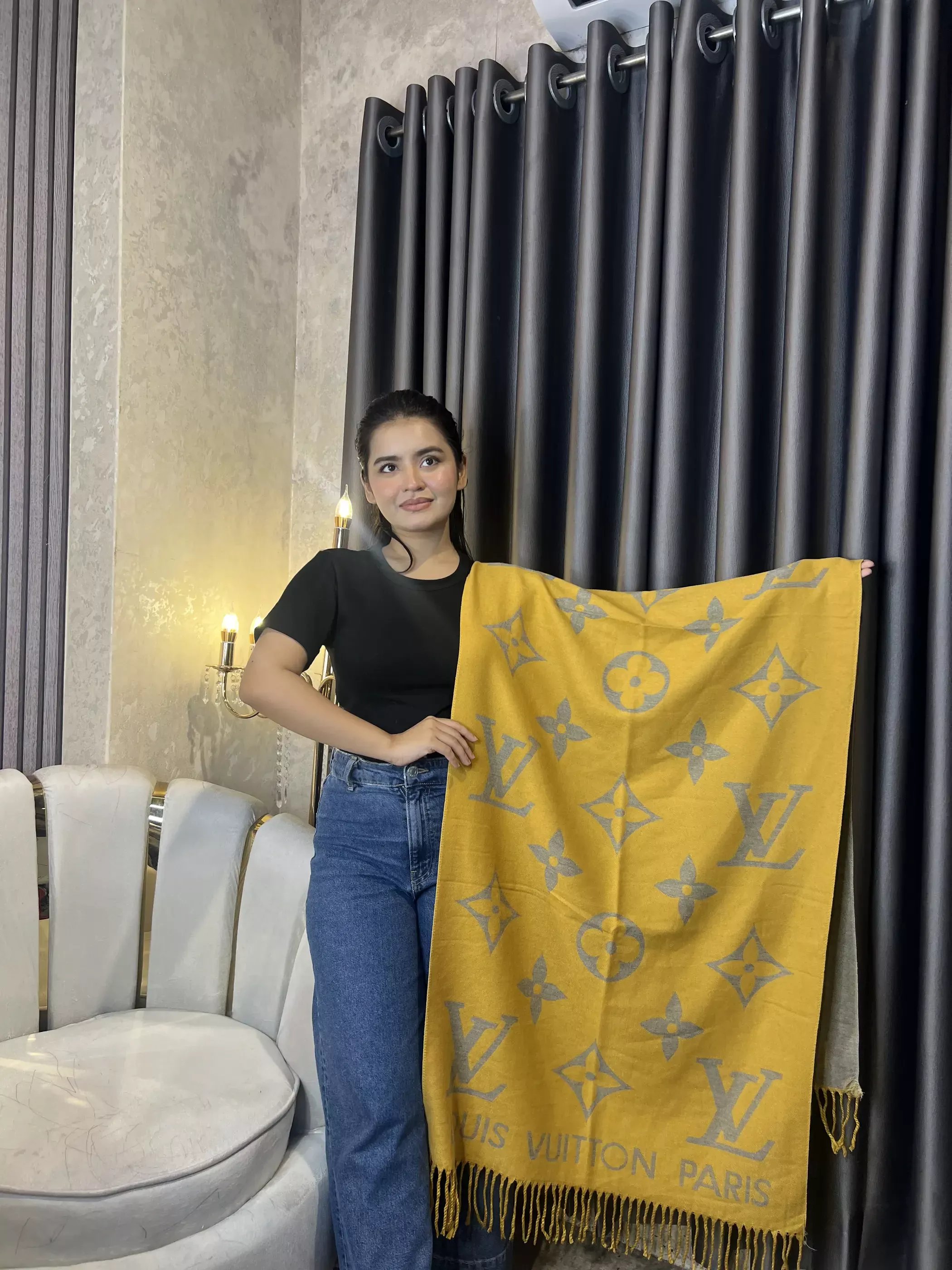 Winter Premium Shawl - LV-014 (Yellow)