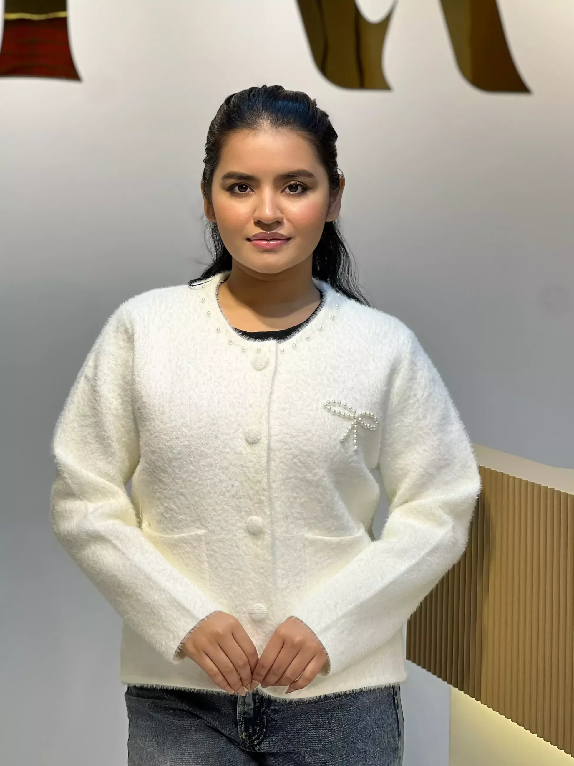 Korean Inspired Ladies Sweater-6167 (Cream)