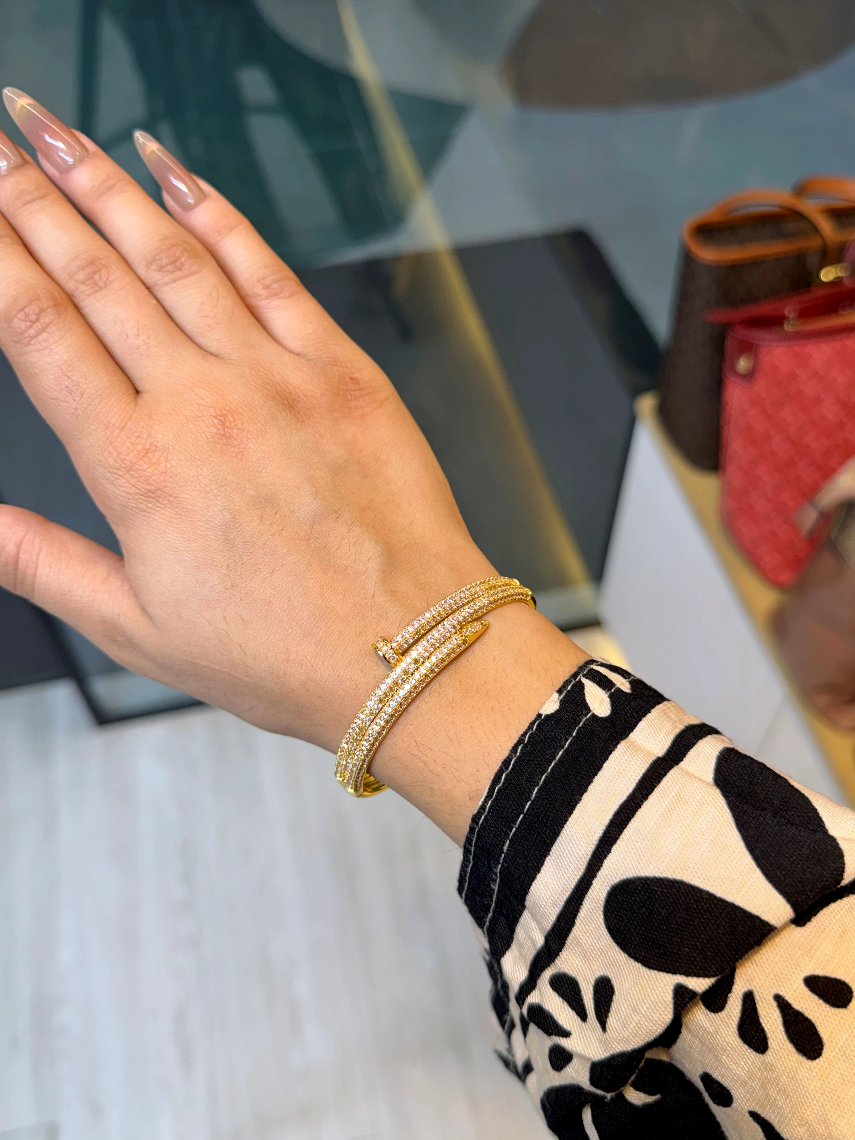 Zircon Stone Imported Bangles - 911037k001 (Golden)