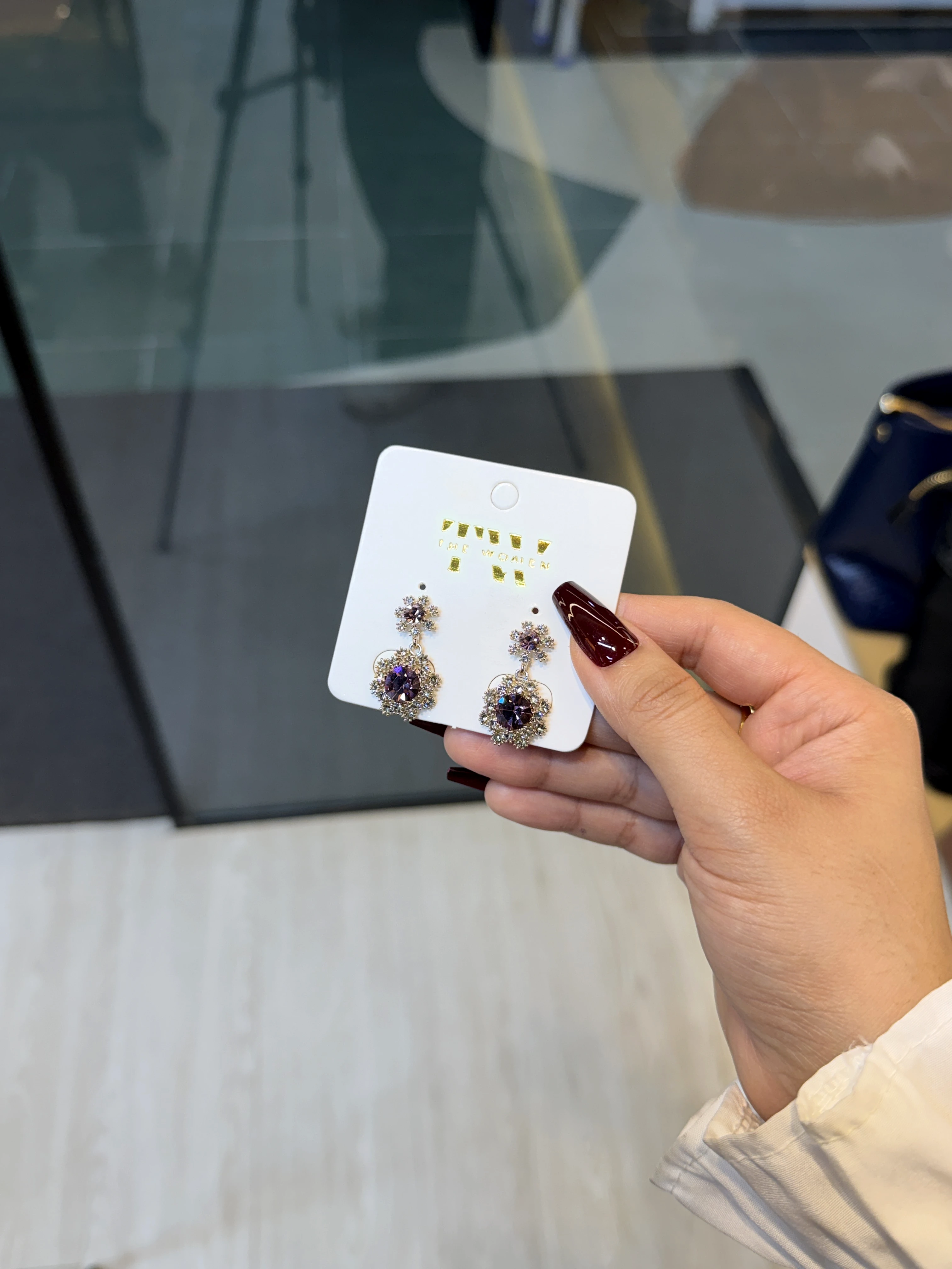 Premium Stone Earring - 1119569K085 (Purple)